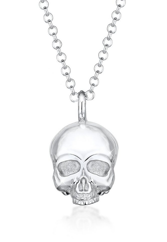 Kuzzoi Lange Kette Totenkopf Schädel Gothic 925 Sterling Silber, In sehr  hochwertiger Juweliersqualität gefertigt