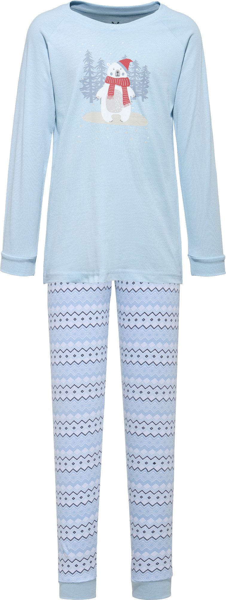 Erwin Müller Pyjama Kinder-Schlafanzug Single-Jersey gemustert: Hose/Tiermotive: Oberteil, Eisbär