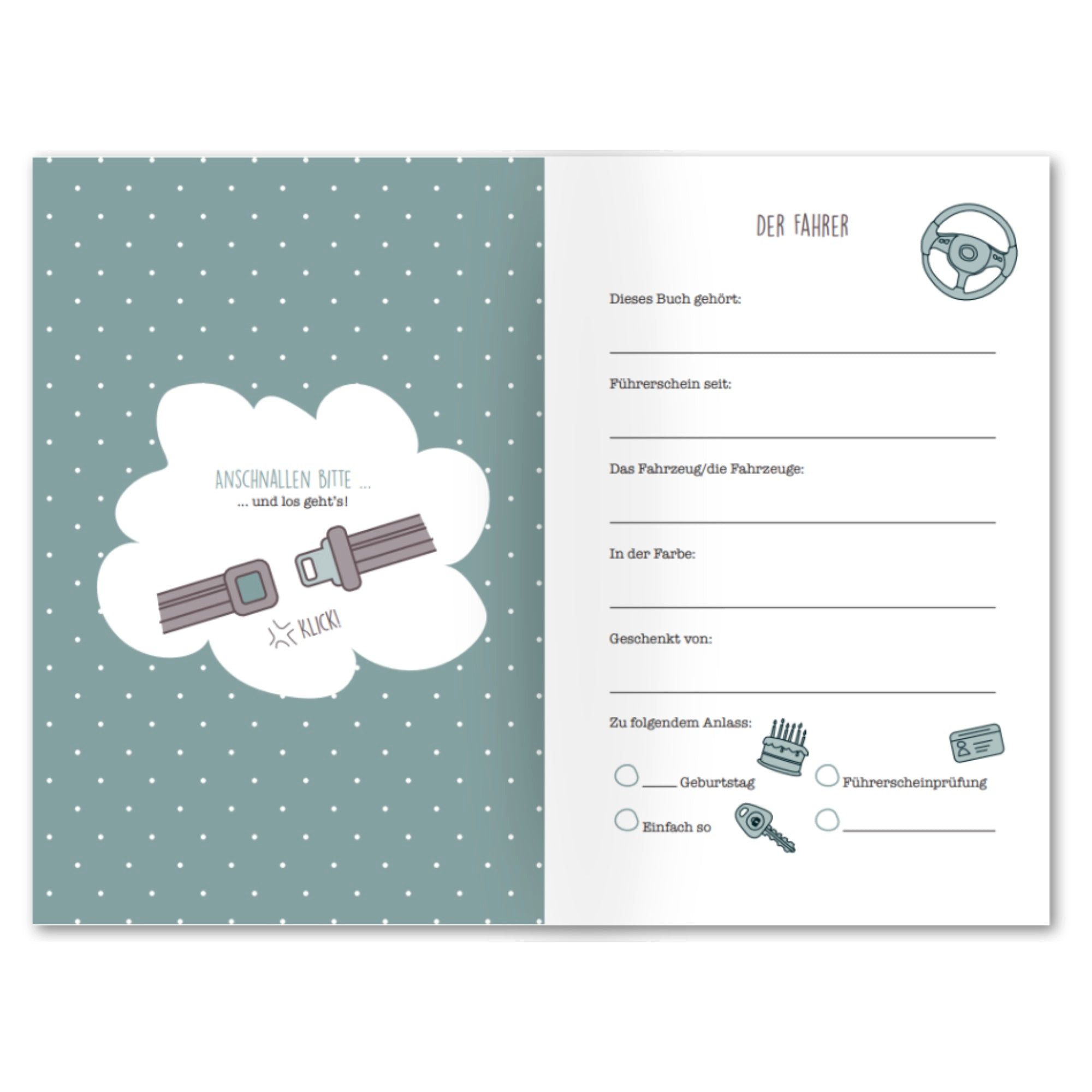 CUPCAKES & KISSES Tagebuch Beifahrer Gästebuch zum Ausfüllen, Geschenk zum 18. Geburtstag