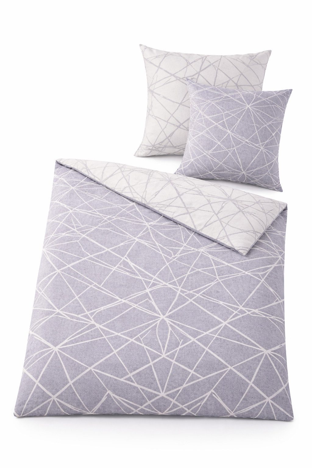 Dormisette Bettwäsche biber Bettbezug 135x200 80x80 warm weihnachten geometrisch Grafisch, Biber, 2 teilig, Frühling Sommer Geschenke 135x200 baumwoll biber weiß grau geometrisch