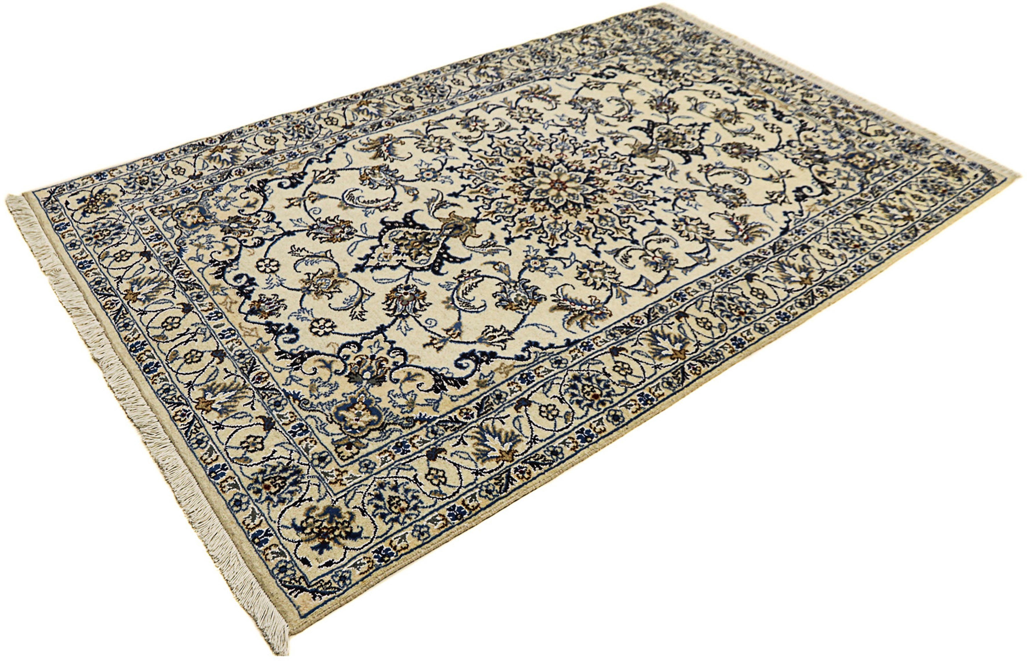 Orientteppich Perser - Nain - 201 x 125 cm - beige, morgenland, rechteckig, Höhe: 12 mm, Wohnzimmer, Handgeknüpft, Einzelstück mit Zertifikat | Kurzflor-Teppiche