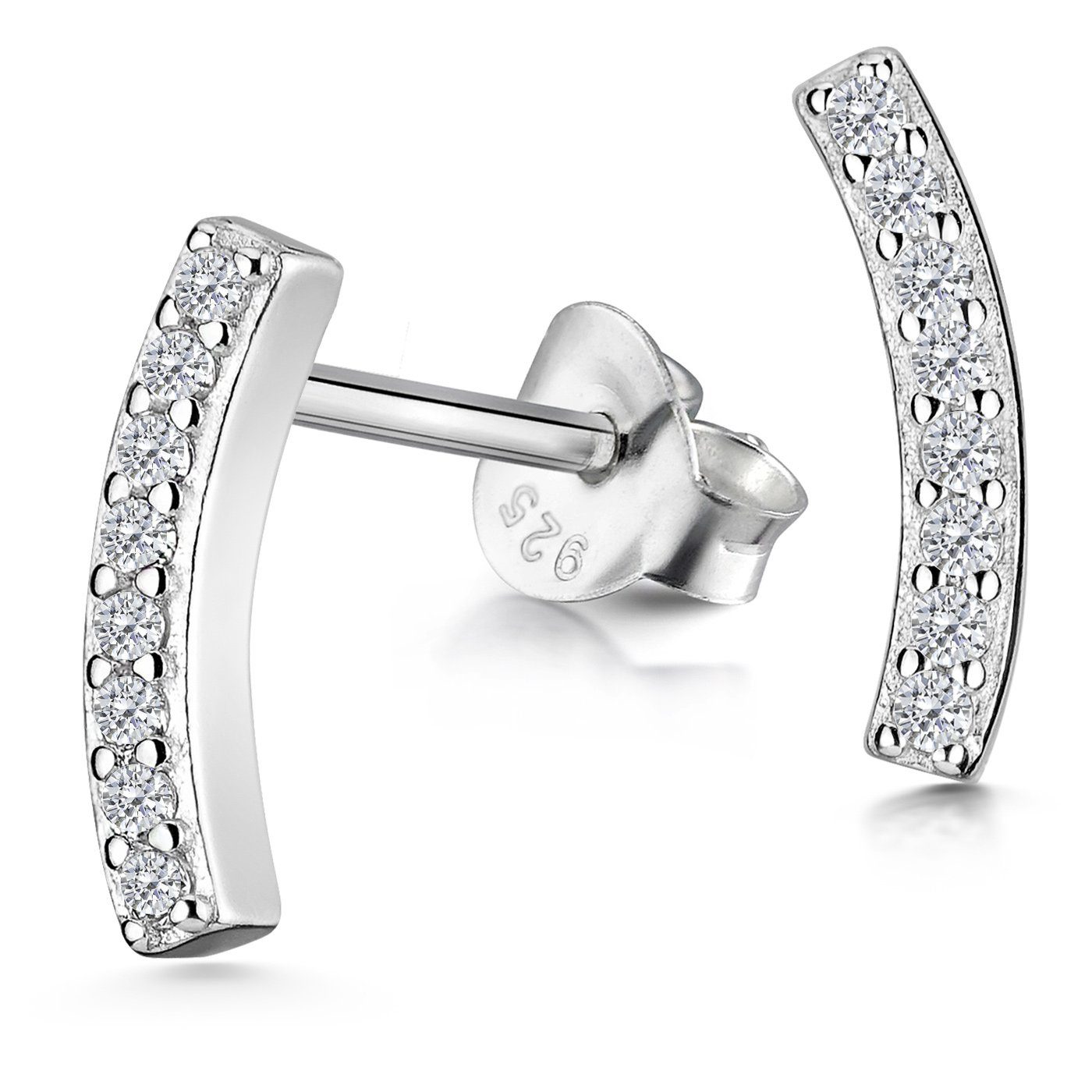 Materia Paar Ohrstecker Damen Bogen Zirkonia weiß SO-407, 925 Sterling Silb günstig online kaufen