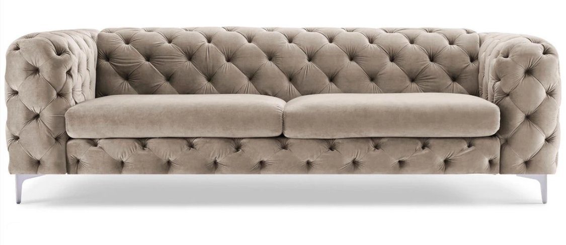 JVmoebel Sofa Chesterfield Sofa Dreisitzer Braun Made in Textil Möbel Sofa, Couch Europe