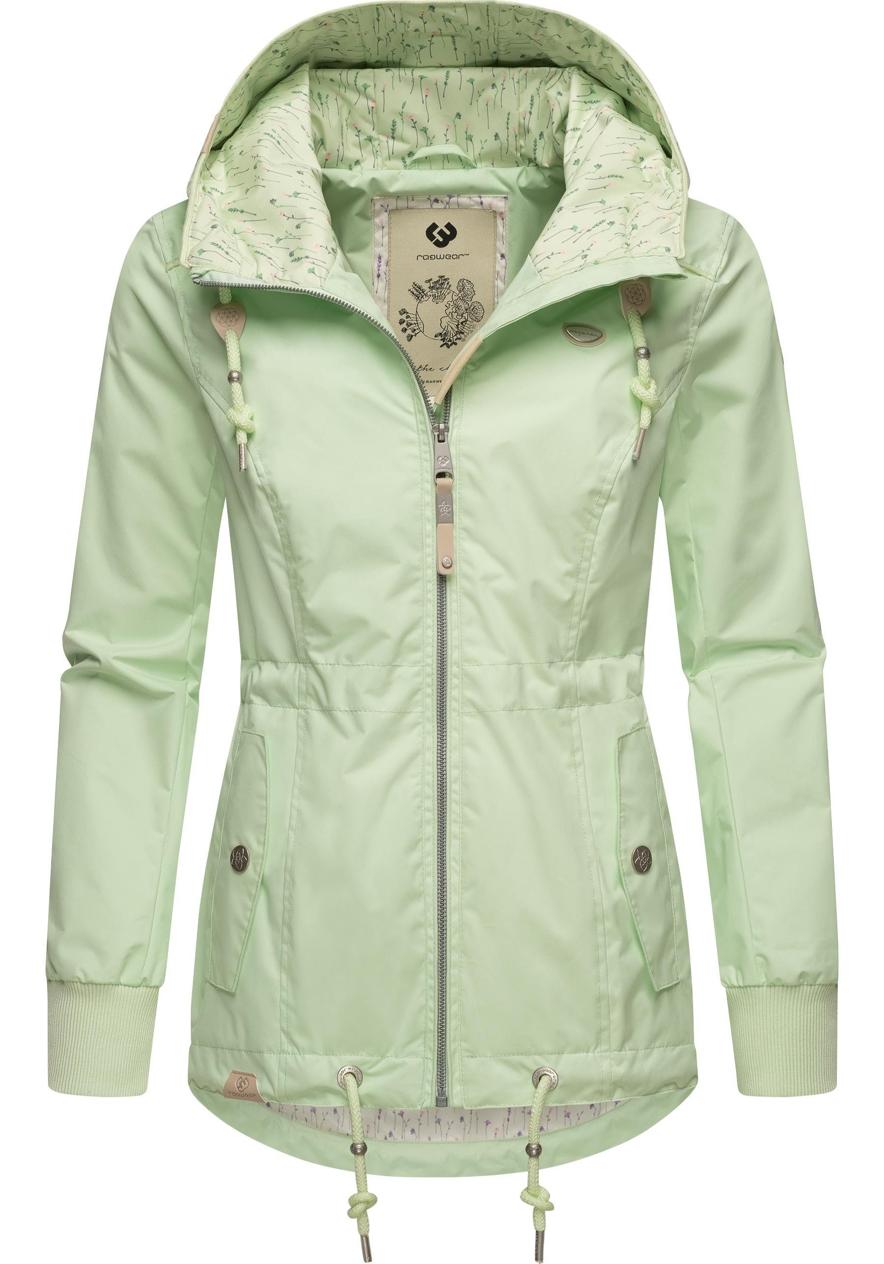 Ragwear Outdoorjacke Danka stylische Übergangsjacke mit großer Kapuze rauchmint