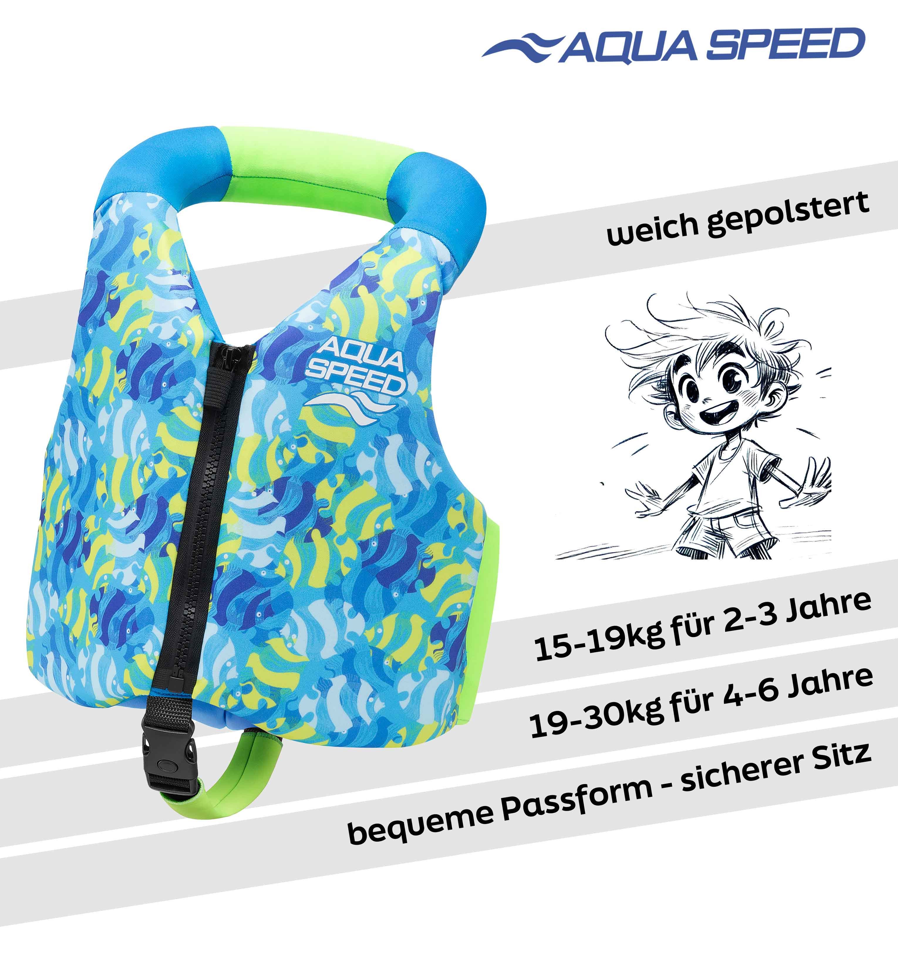 Aqua Speed Auftriebskörper Flytekraft Schwimmweste für Kinder 15-19 kg Ocean Wave (Sicheres Schwimmenlernen mit sanftem Auftrieb & hohem Tragekomfort), Perfekte – Bild 2 von 5