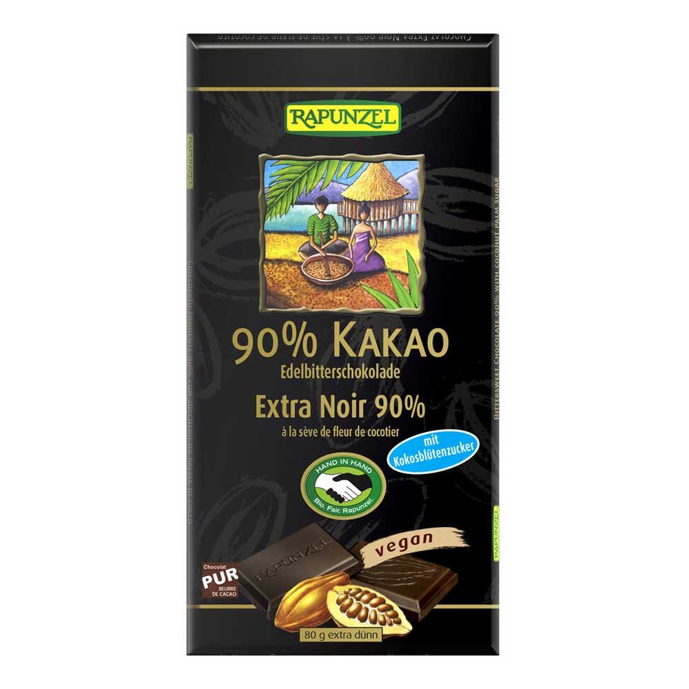 Rapunzel Schokolade Bitterschokolade 90% mit Kokosblütenzucker 80g