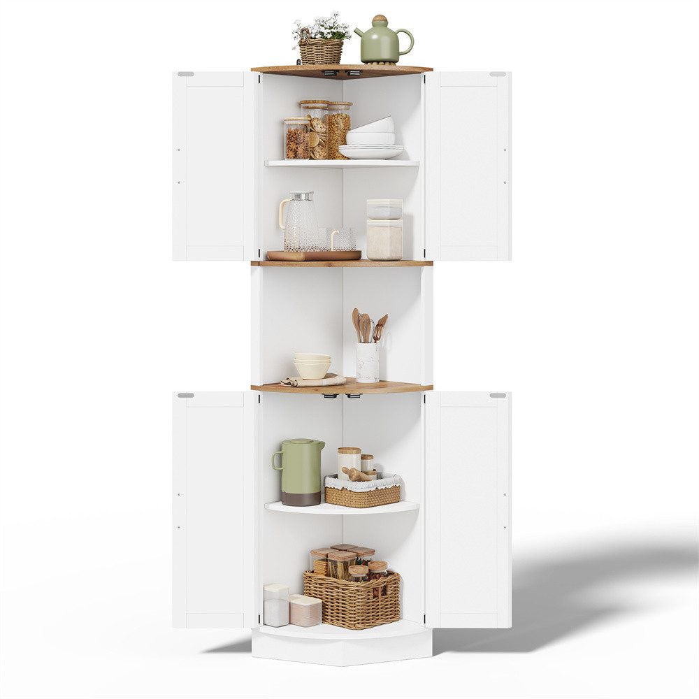 OKWISH Eckschrank Vintage-Küchenschrank (5 Staufächer,weiße Holzoptik,rusti günstig online kaufen