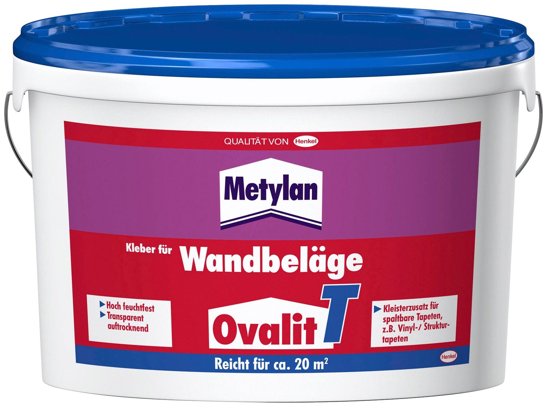 Metylan Tapetenkleber Ovalit T, für 5 Kg (1-tlg), Eimer, Textiltapeten, Metalltapeten