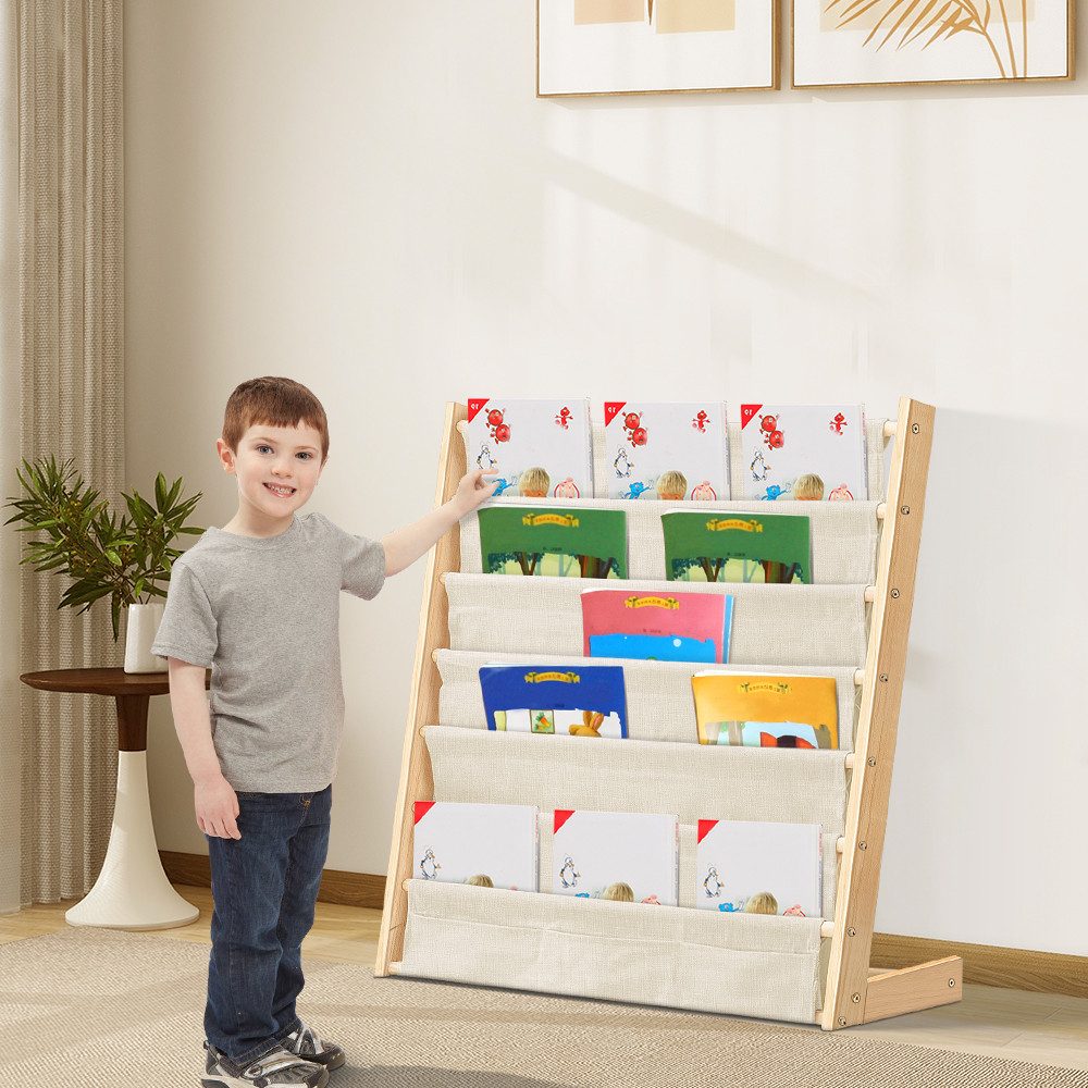 JEOBEST Bücherregal Kinder Bücherregal, Kinder-Bilderbuchregal, 7-Stöckige, Holz, Naturbeige – Bild 3 von 5