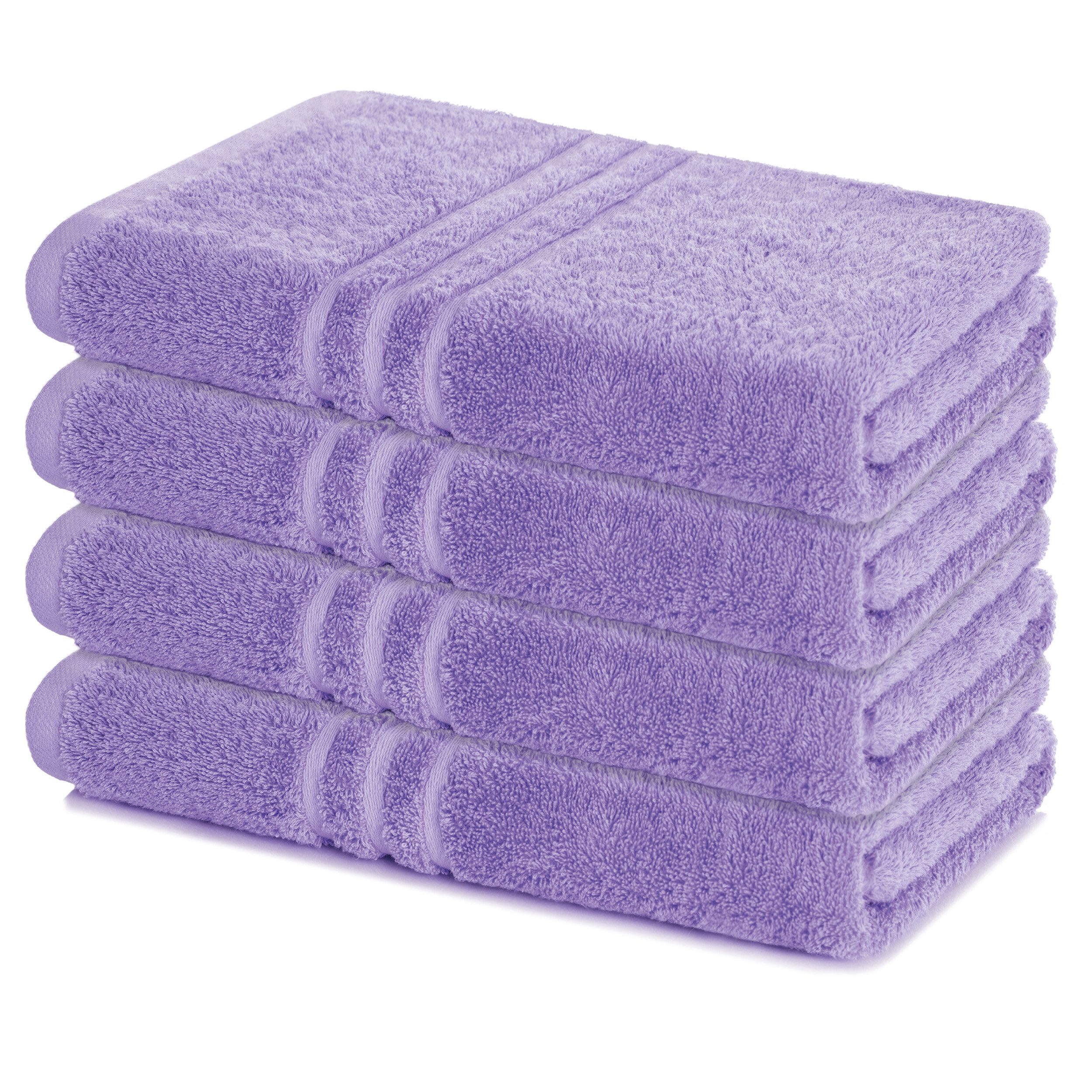 Lavea Duschtücher 4er Set Duschtuch 70 x 140 cm, Elena Frottee Handtücher, (Set, 4-St), 500 g/m² Frottier, weich & saugstark, pflegeleicht