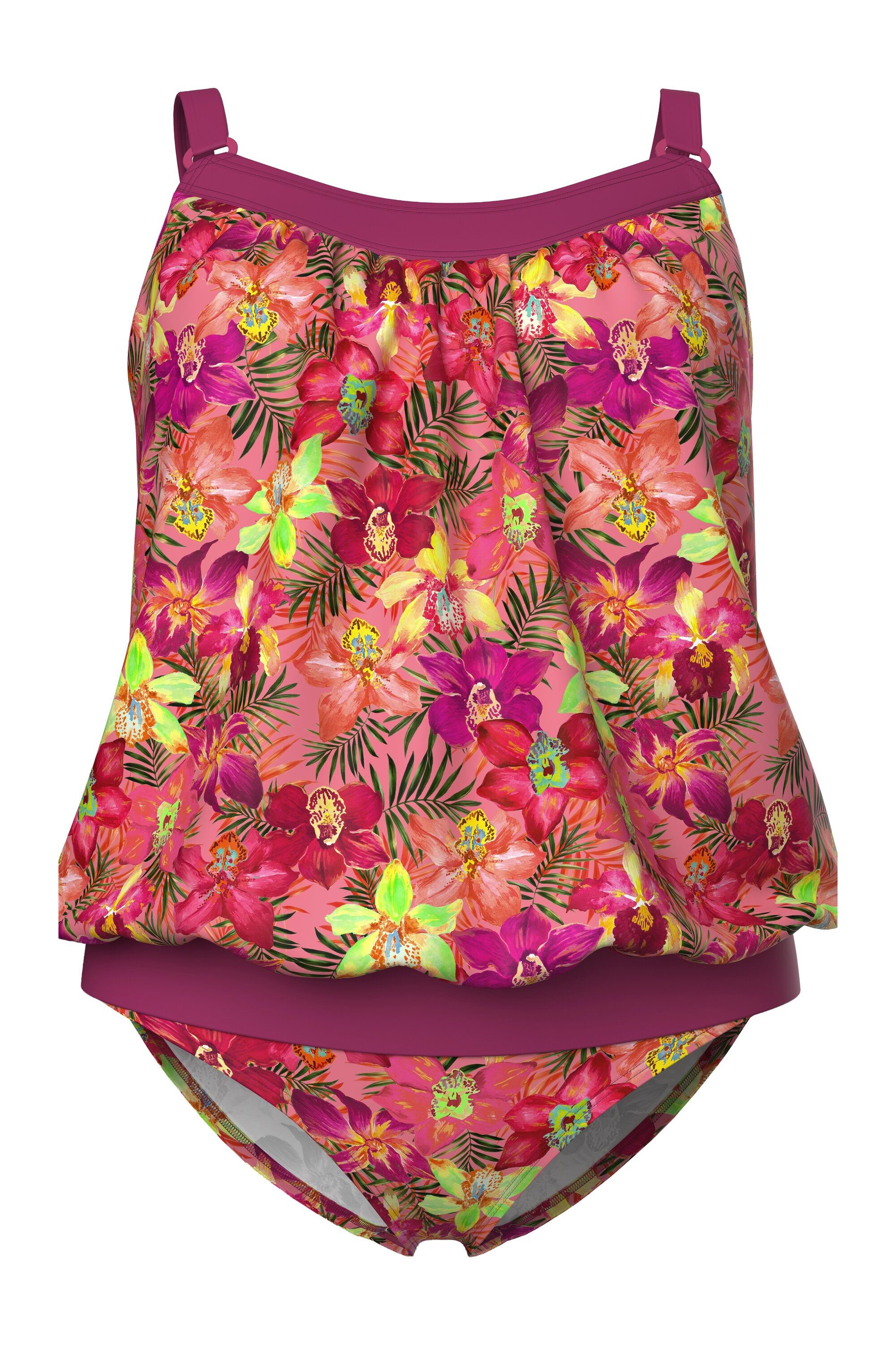 Ulla Popken Soft-BH Tankini Blüten Softcups Elastiksaum