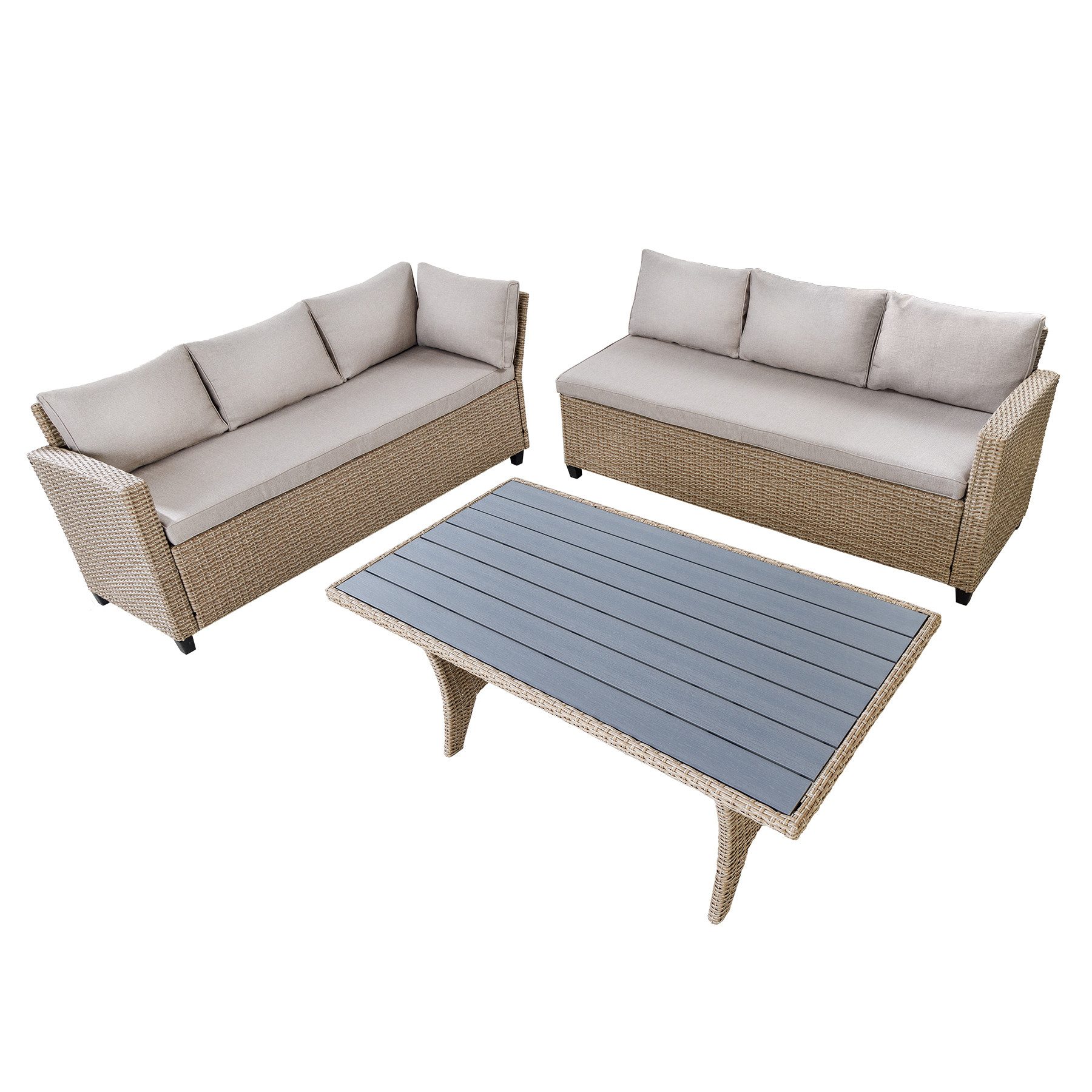 riess-ambiente Sitzgruppe MONACO 240cm natur, (Set, 1-tlg), Gartenmöbel · wetterfeste Ecklounge inkl. Tisch · Outdoor · Design