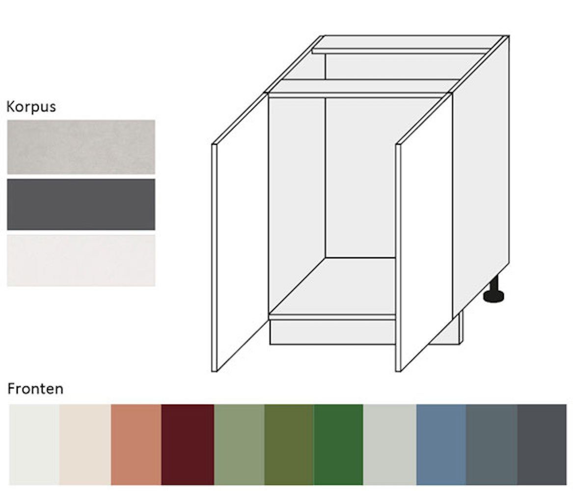 RAL 60cm Feldmann-Wohnen Unterschrank & Front- 9001 Korpusfarbe 2-türig (Florence) Florence Hochglanz cremeweiß Soft-Close-Funktion wählbar grifflos