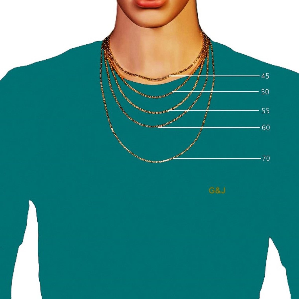 G & J Goldkette Königskette 585/14K Gold 2,5mm 45-70cm edles hochwertiges Collier (inkl. Schmucketui), Made in Germany