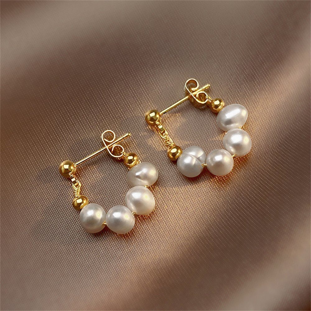 Rouemi Paar Ohrstecker Perlen-Ohrstecker, im Vintage-Stil Perlen-Ohrringe