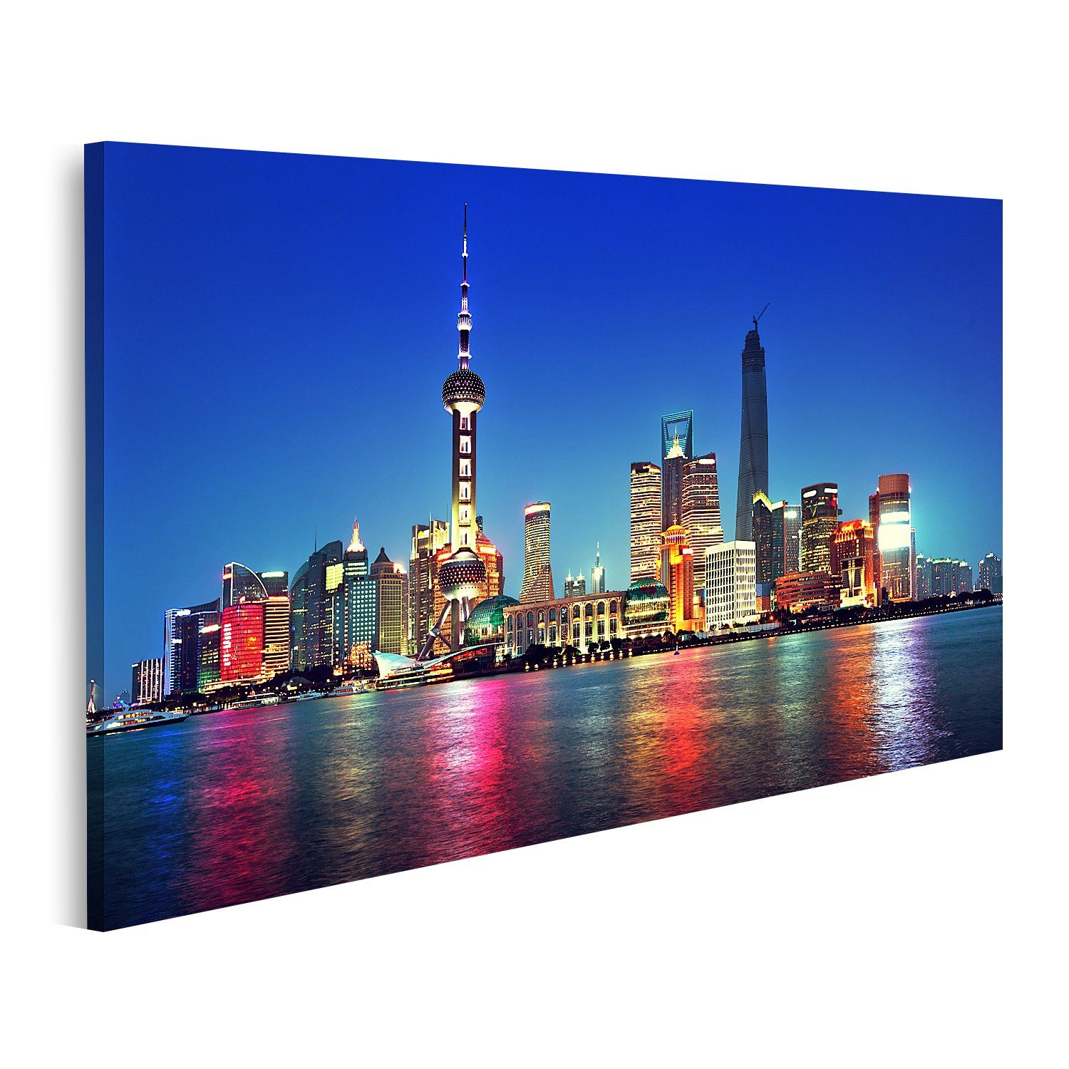 islandburner Leinwandbild Bild auf Leinwand Shanghai Nacht Neon China Wandbild Leinwandbild Wand