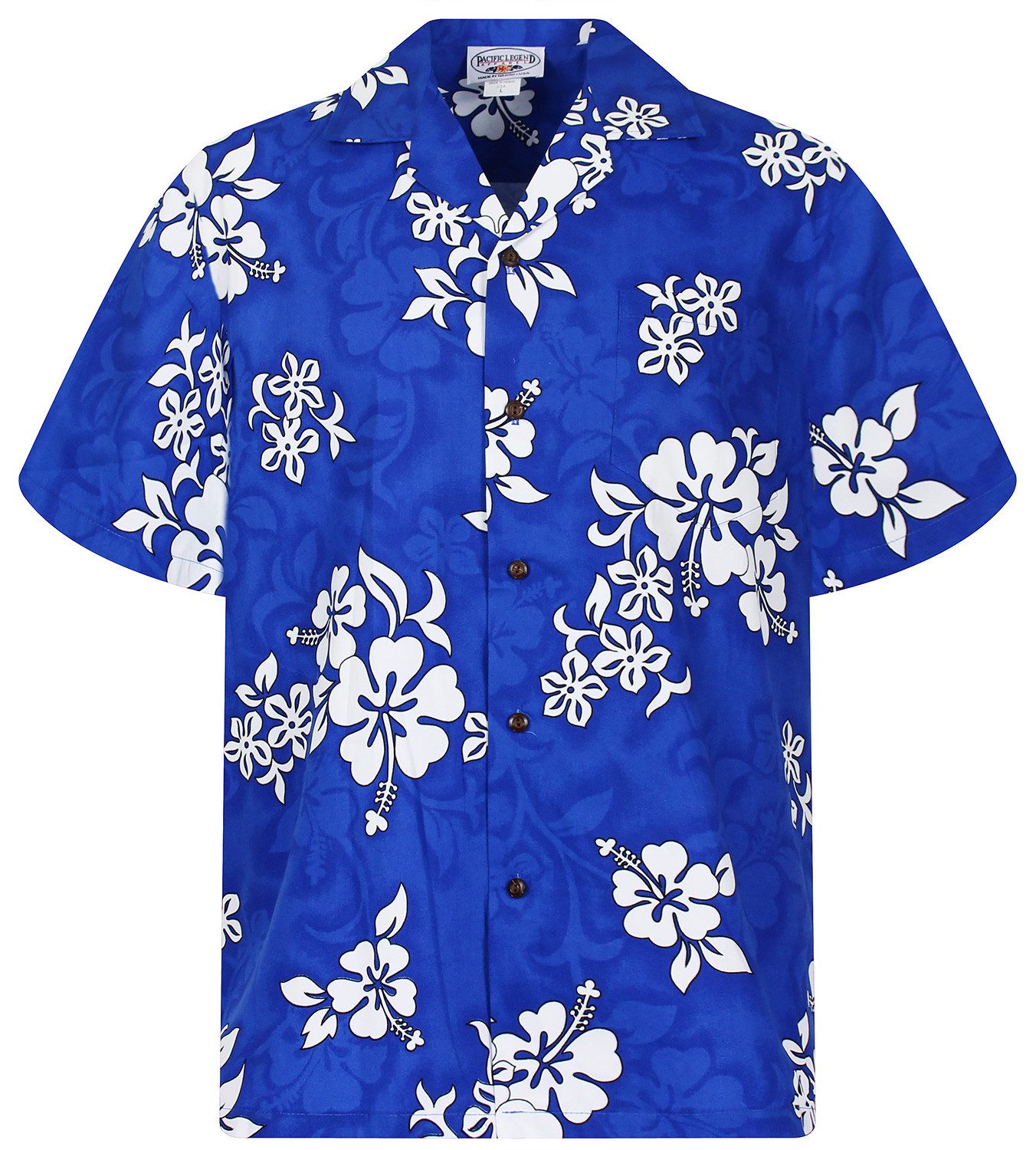 Pacific Legend Hawaiihemd "Hibiscus Royale" Herren Kurzarm Baumwolle Kokosknöpfe Original Hawaii