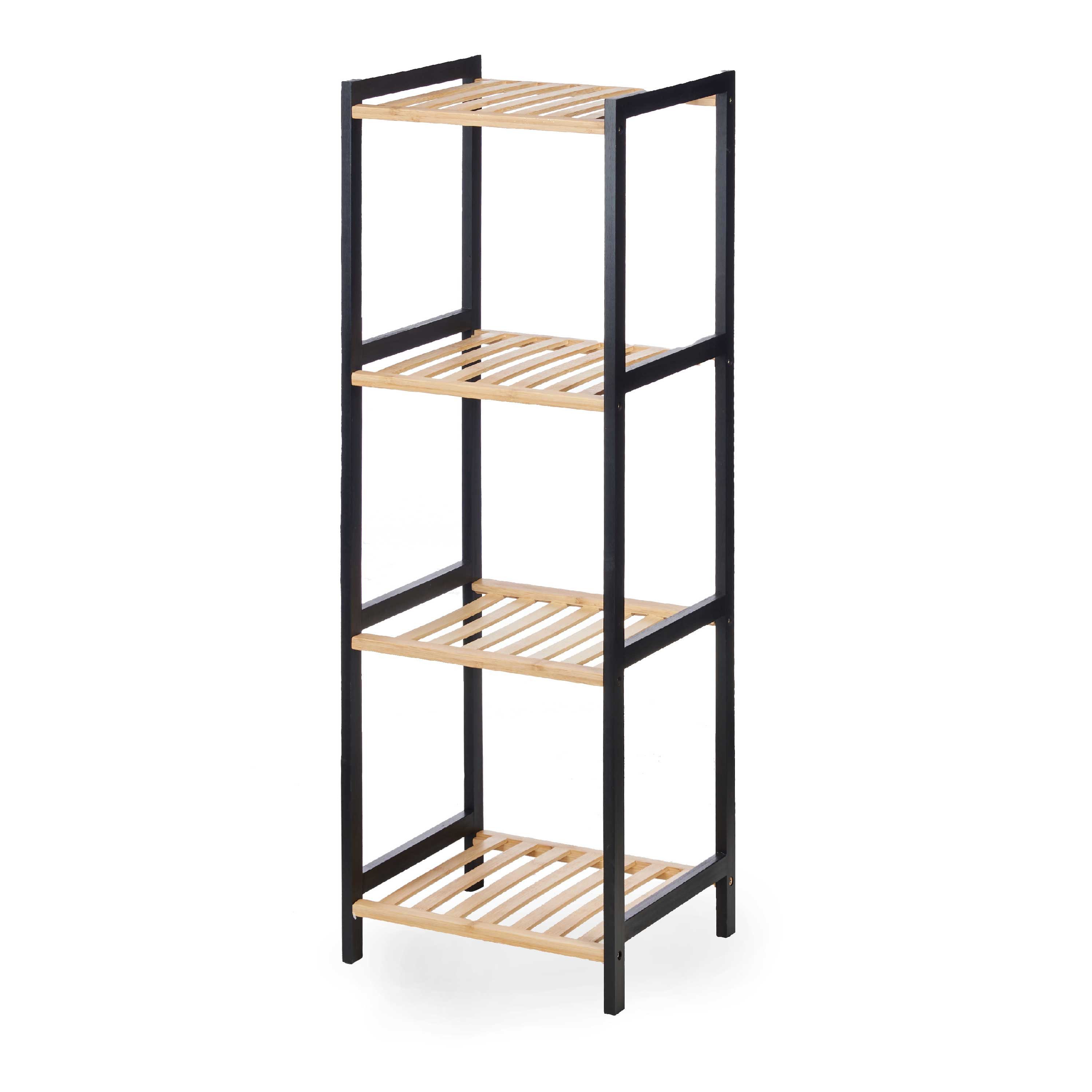 Berilo Regal Schmaler Bambusregal SQUARE, 35 x 30 x 100 cm