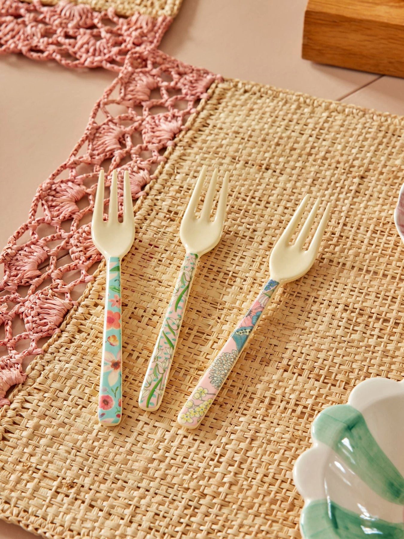 rice Kuchengabel Rice Melamin Kuchengabel - Flower Prints - 3er-SET (3 Stück)