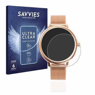 Savvies Schutzfolie für Naixues Women's Smartwatch 1.08" (39mm), Displayschutzfolie, 6 Stück, Folie klar