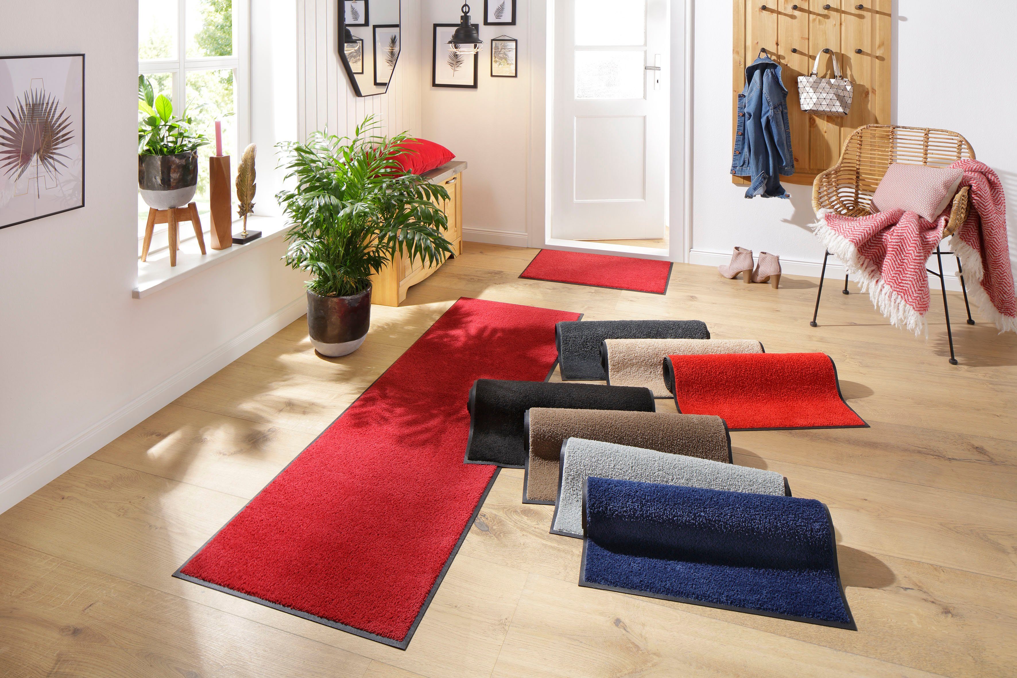 Fußmatte Lavea, andas, rechteckig, Höhe: Outdoor-Teppich, mm, waschbar Uni-Farben, Schmutzfangmatte, und In- 9 taupe