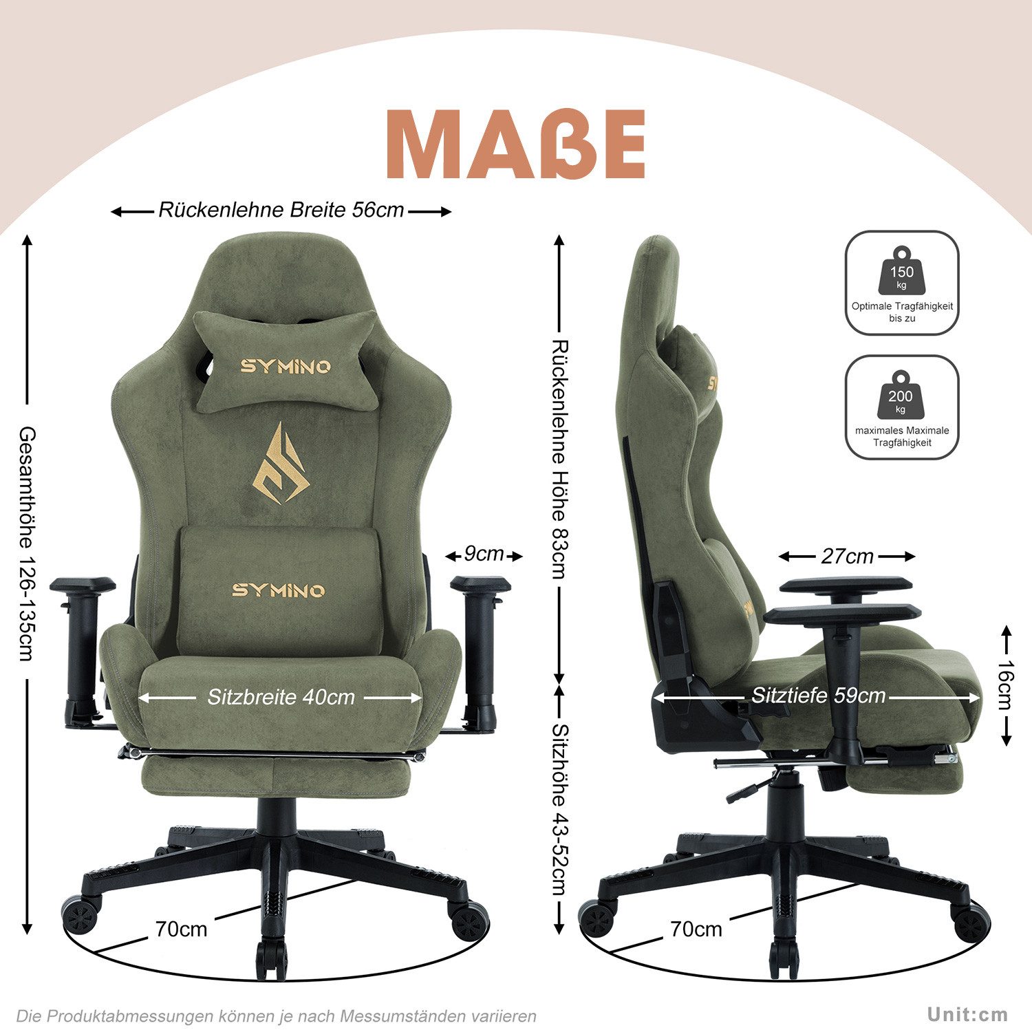 symino Gaming-Stuhl Premium Alcantara Stoff, ergonomischer, günstig online kaufen