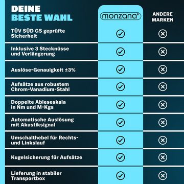Deuba Drehmomentschlüssel Monzana (6 St), 40-210Nm 1/2 " CV inkl. 3 Stecknüsse und Verlängerung Toleranz +/- 3%