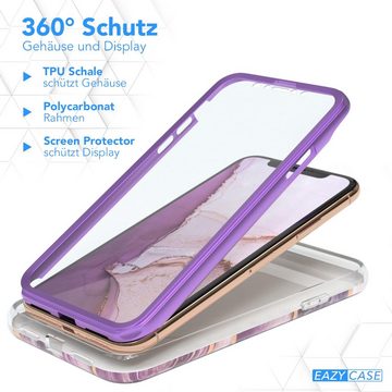 EAZY CASE Handyhülle IMD Fullcover Case für Apple iPhone XS Max 6,5 Zoll, Marmor Backcover Etui Rückseite kratzfest stoßfest 360 Grad Hülle Lila