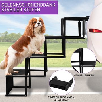 Randaco Hunderampe Faltbare Haustiertreppe Hundetreppe 4-stufige Einstiegshilfe Rampe