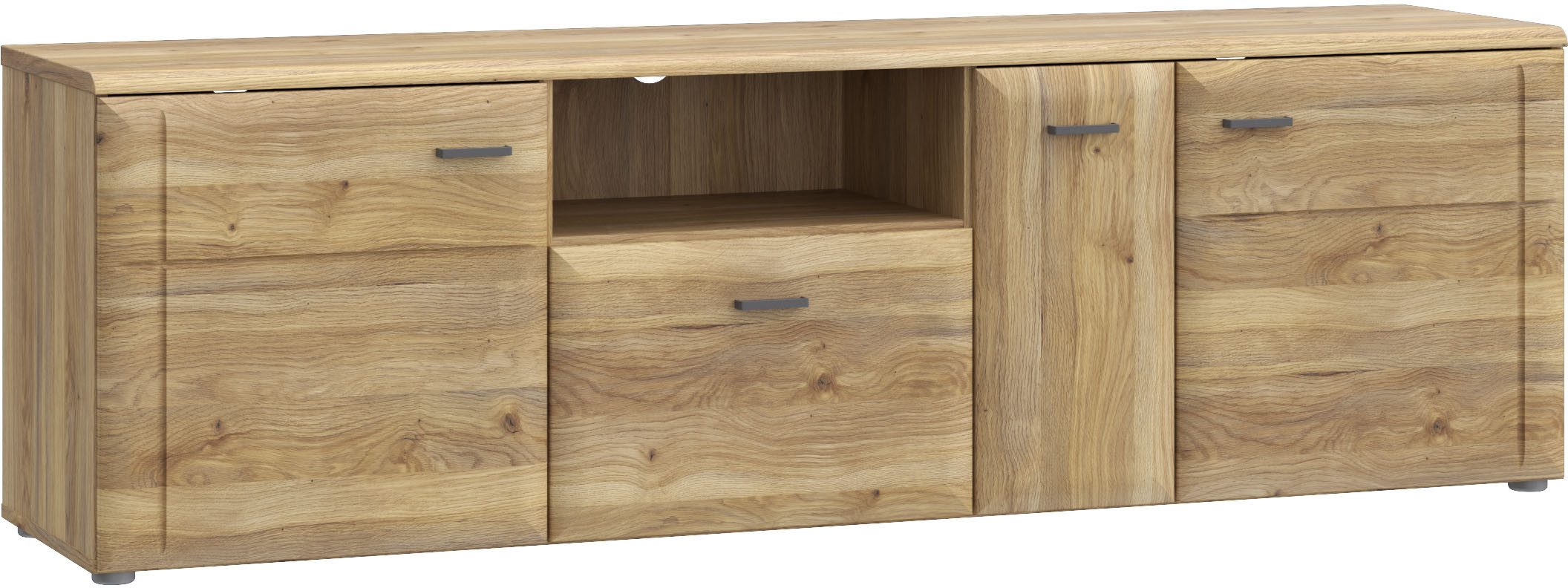 FORTE Lowboard Akinori TV-Board, TV-Schrank, TV Board, Holzoptik, MDF Front, Metallgriffe, Vollauszug, Soft Close