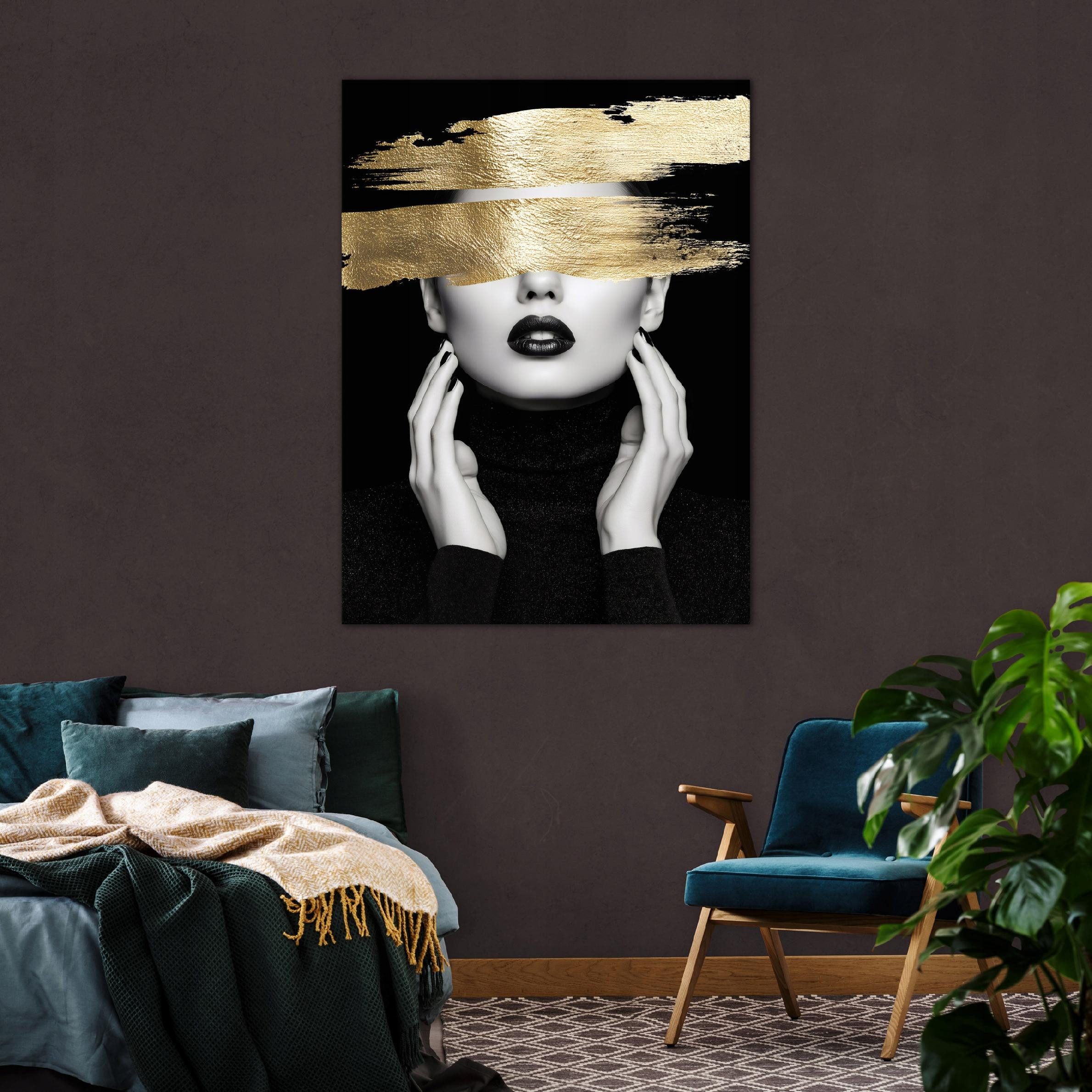 Wallarena Fototapete Frau Gesicht - Schwarz - Elegant - Vlies - Schlafzimmer, glatt, 30x40x2cm