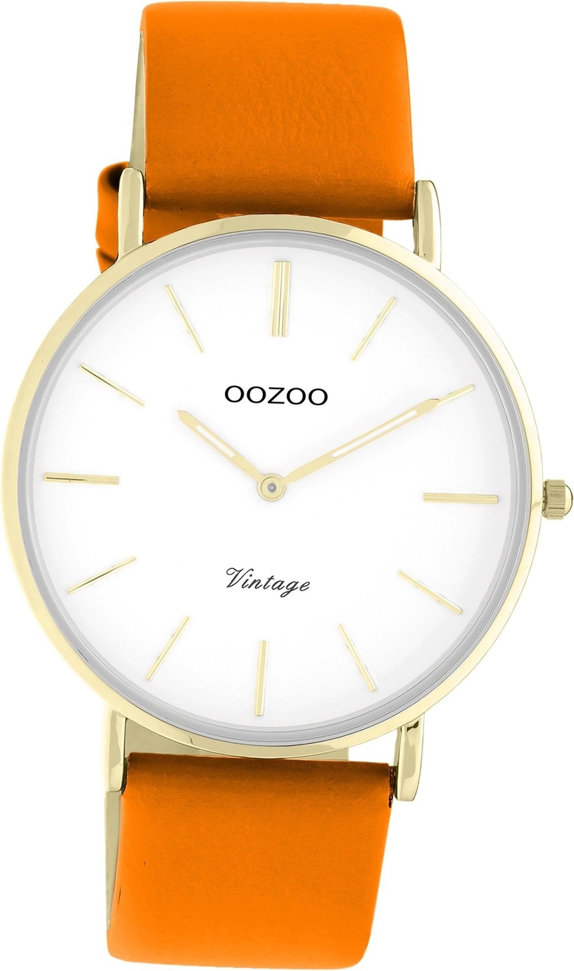(ca. 40mm) groß Damen Series, OOZOO orange, Gehäuse, Quarzuhr Oozoo Armbanduhr rundes Lederarmband Vintage Damenuhr