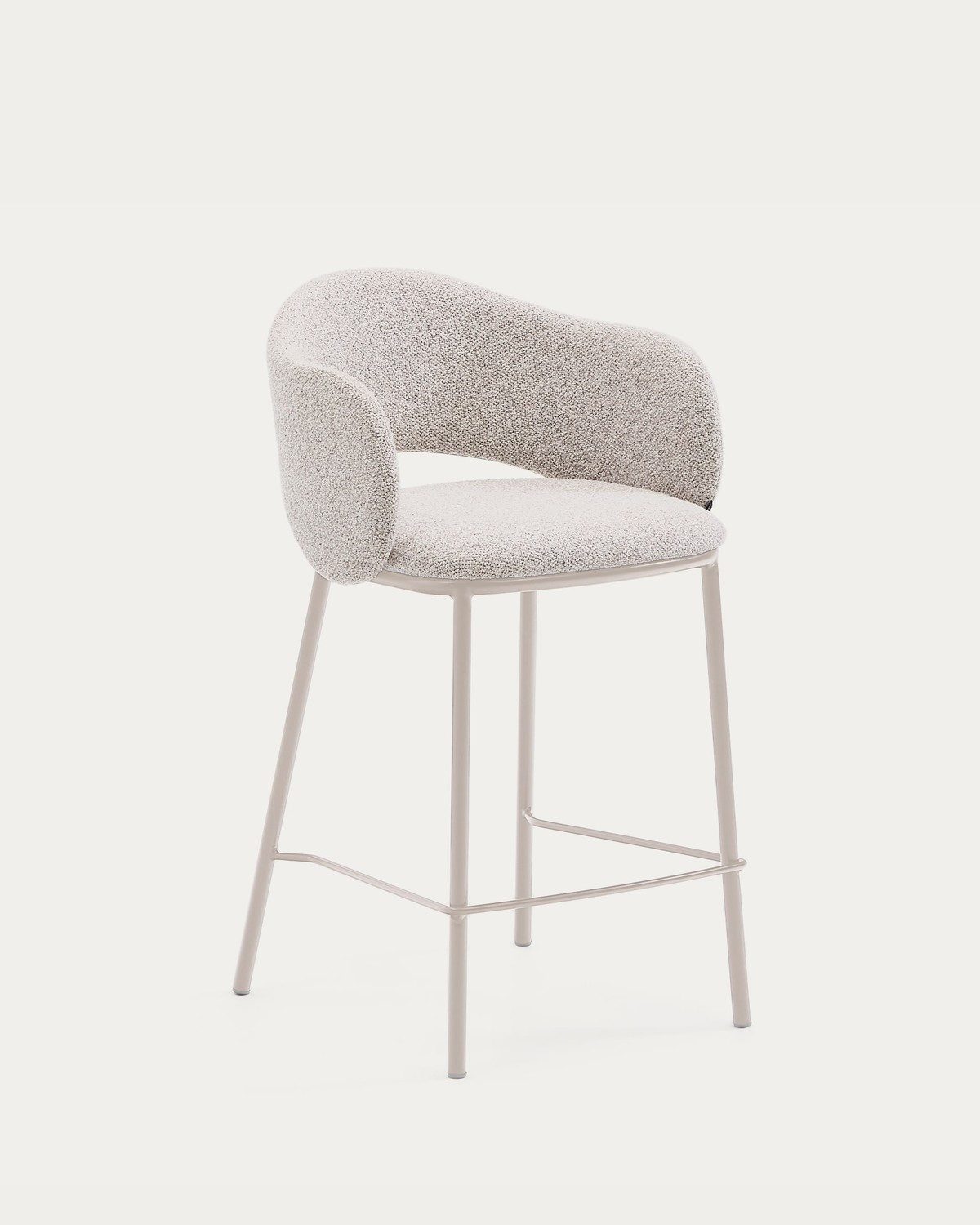 Natur24 Esszimmerstuhl Hocker Maina aus grober beiger Chenille Stahlbeine 2er Set