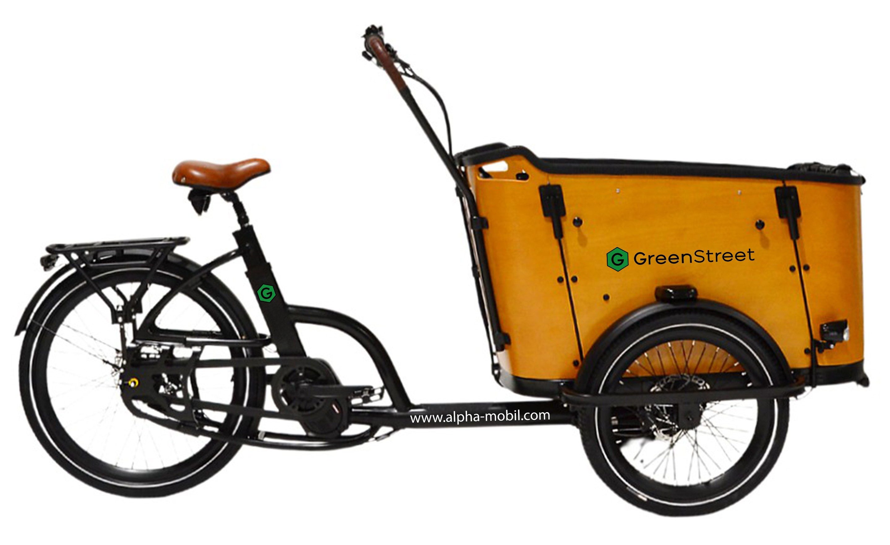 GreenStreet E-Bike Lastenrad Family-Cargo 672 Wh, 8 Gang Shimano Nexus Schaltwerk, Nabenschaltung, Mittelmotor, 672 Wh, Blinker