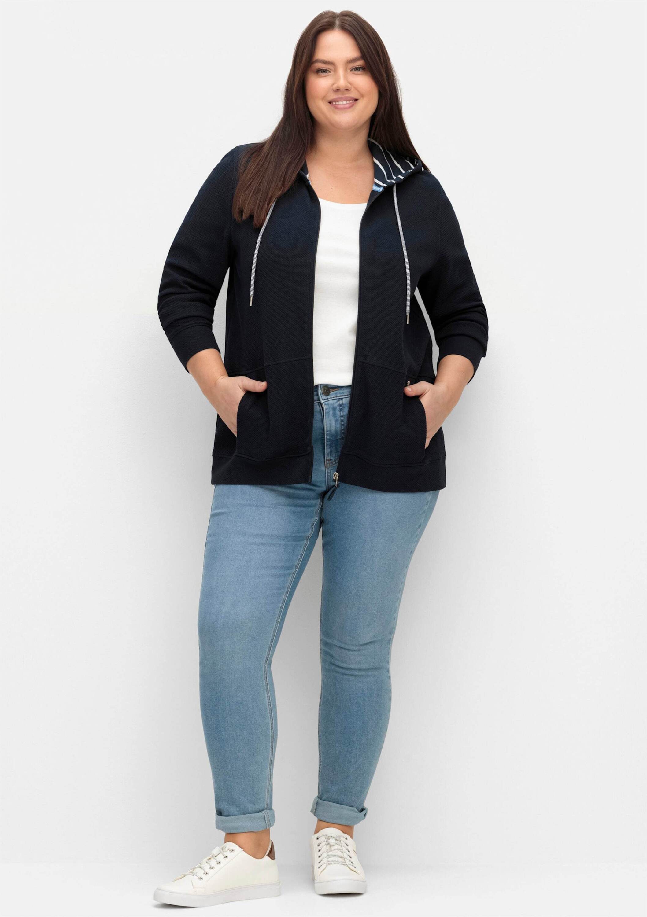 Sheego Shirtjacke Sweatjacke Langarm günstig online kaufen
