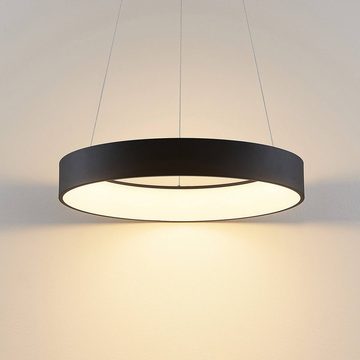 Arcchio LED-Hängeleuchte Aleksi, dimmbar, LED-Leuchtmittel fest verbaut, warmweiß, Modern, Eisen, Kunststoff, sandSchwarz, weiß, 1 flammig, inkl.
