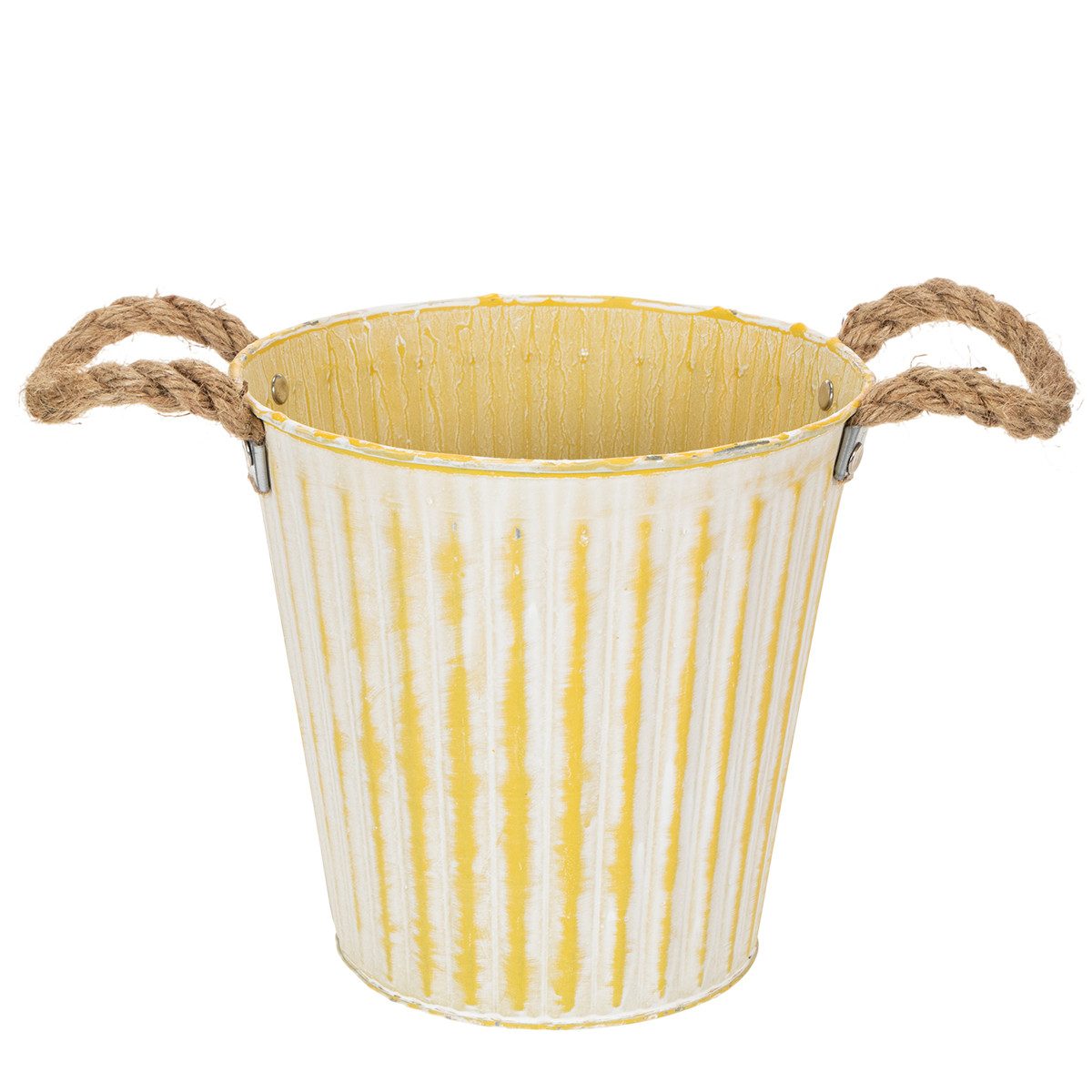 Florists Products Übertopf Metalltopf Gelb Shabby Chic Ø18cm Frühlingsdeko Pflanzgefäß