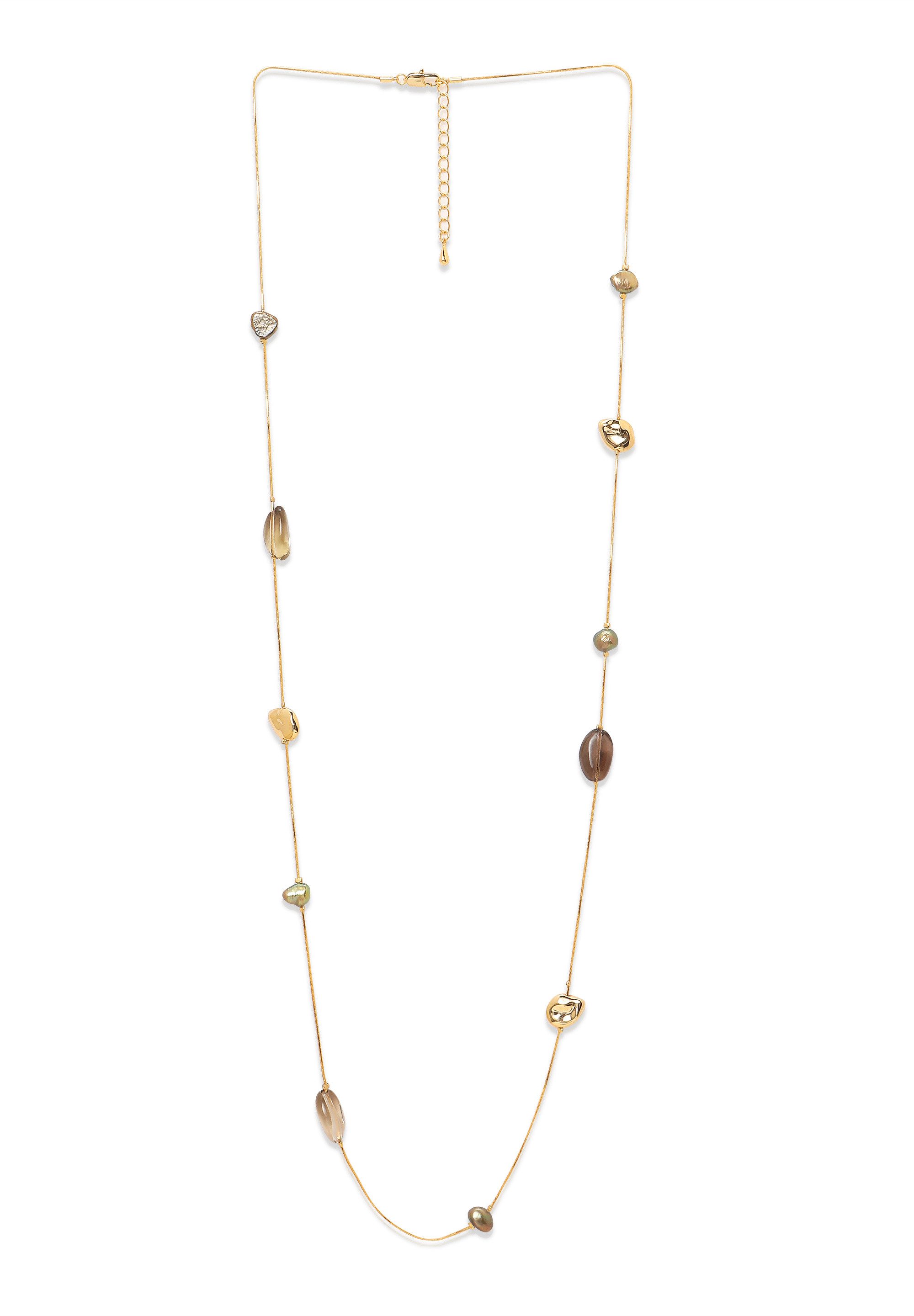 MISH Kette ohne Anhänger Lucy, Seillange Kette, graue Steine