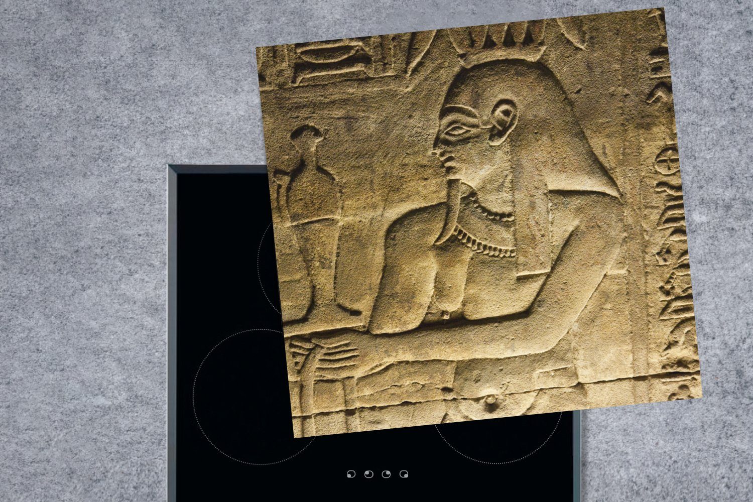 MuchoWow Herdblende-/Abdeckplatte für tlg), dem 78x78 Horus, (1 Tempel Ceranfeldabdeckung, Kunstwerke aus Arbeitsplatte küche des cm, Vinyl