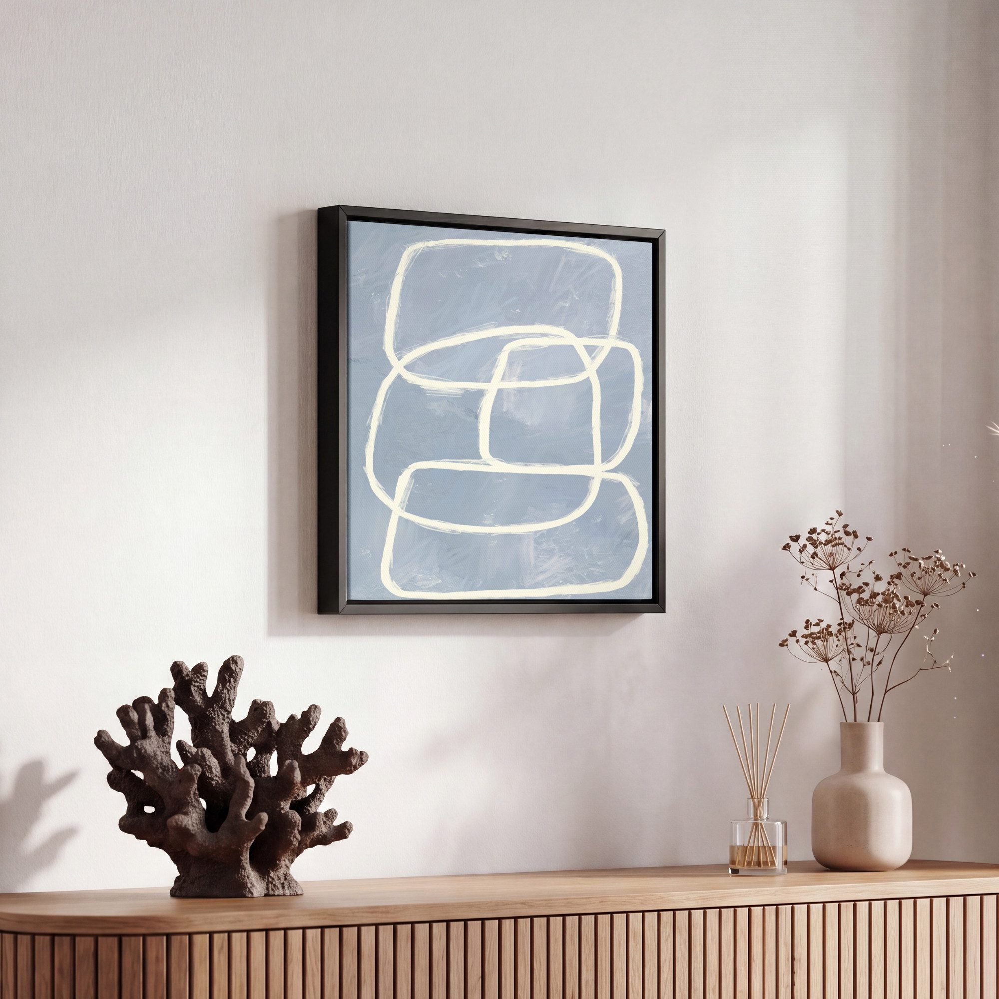 OneMillionCanvasses® Leinwandbild mit Rahmen - Abstrakt - Blau - Kunst, Fotodruck (1 St), Leinwand Bilder Klein, Wand Dekoration Aesthetic 20x20cm – Bild 5 von 5