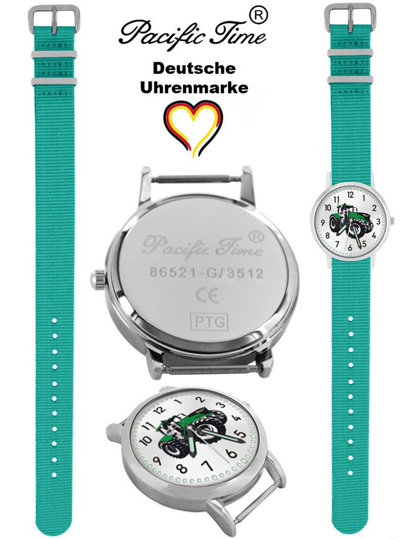 grün Wechselarmband, und Design Kinder Time Match Traktor Quarzuhr Armbanduhr Versand Mix Pacific türkis Gratis -