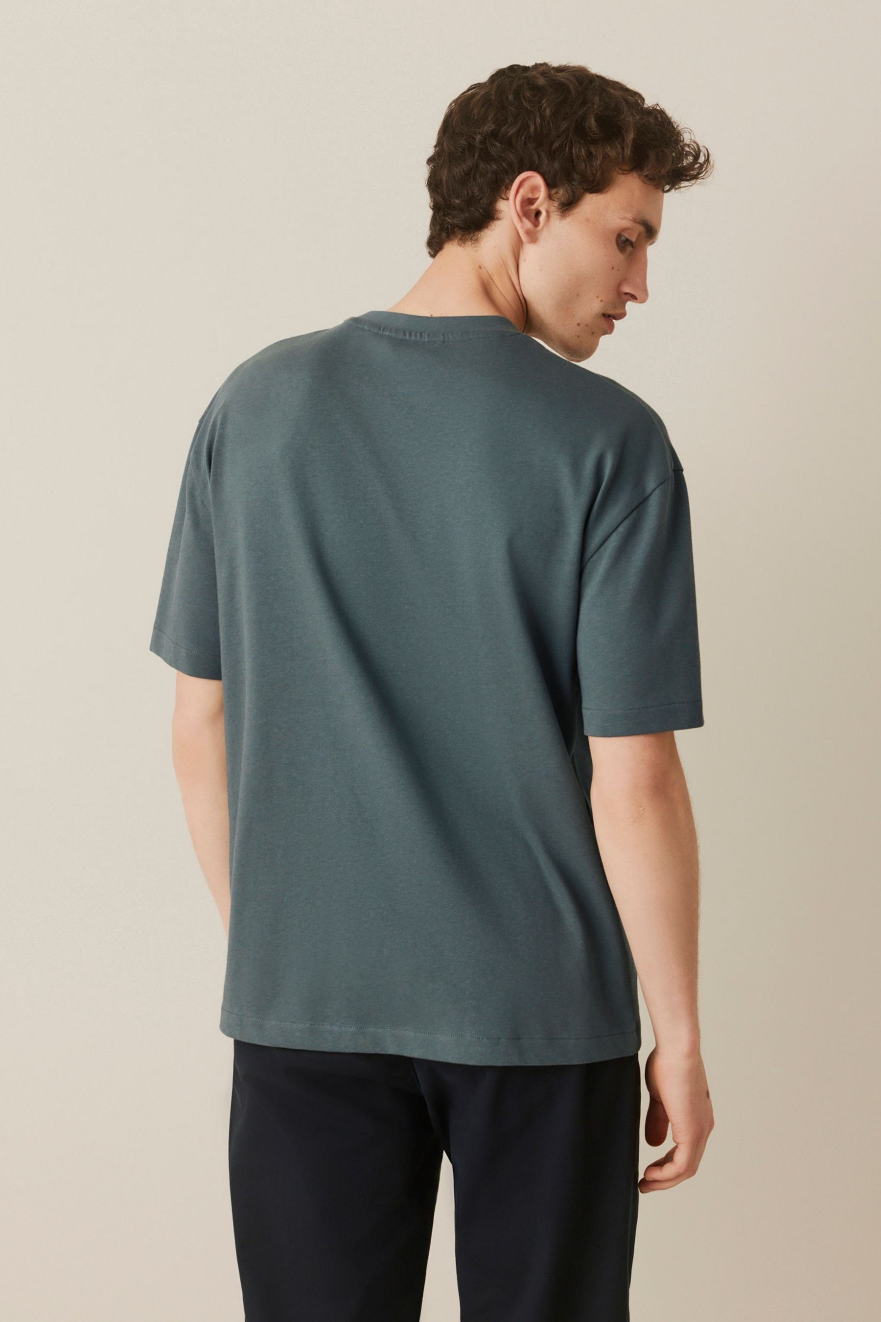 Next T-Shirt Oversized schwerem Stoff (1-tlg) Fit Blue T-Shirt aus Teal
