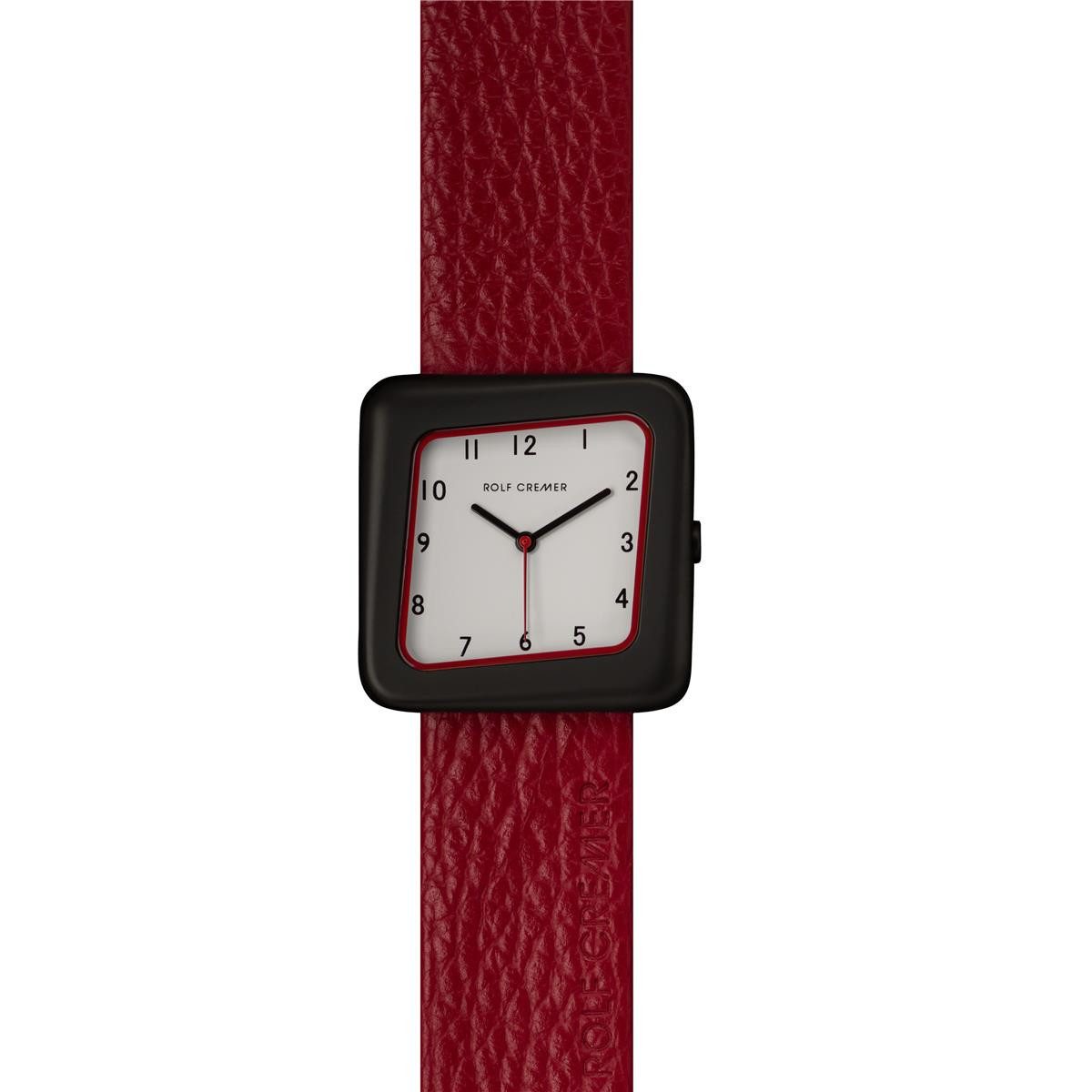 Rolf Cremer Quarzuhr Rolf Cremer Play Unisexuhr 508905 Rot, Schwarz Leder, (1-tlg)