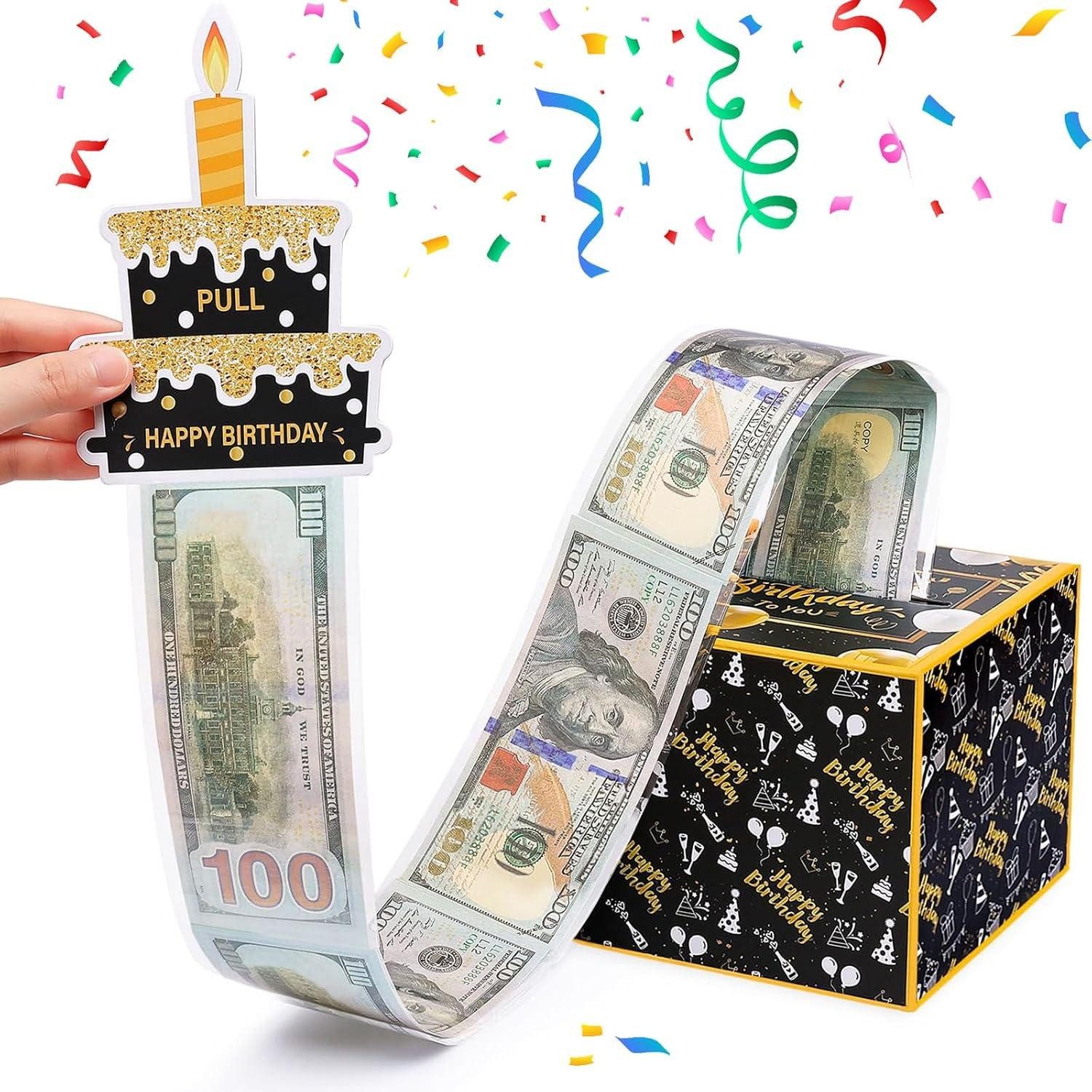 Dekohänger Geldgeschenke Box Explosionsbox Happy Birthday Geschenkbox Schwarz