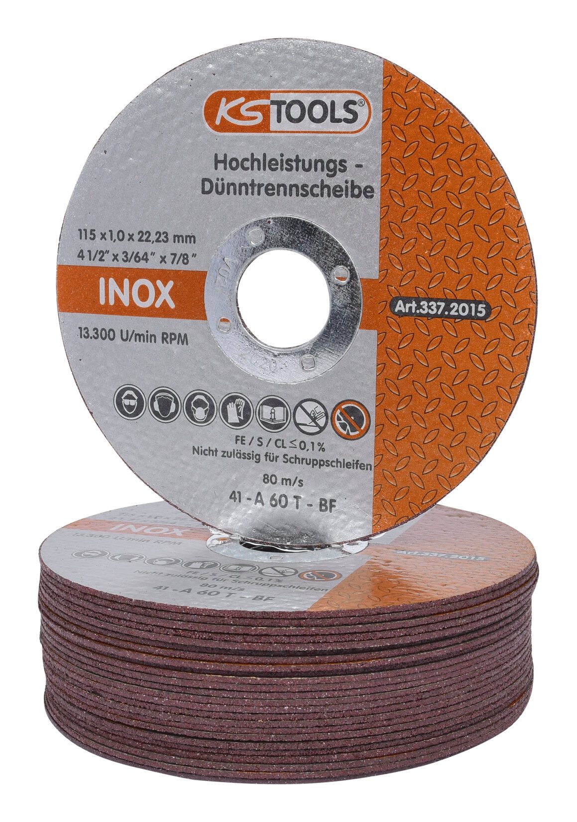 KS Tools Trennscheibe, Ø 115 mm, (25 Stück), Hochleistungs-Dünntrennscheibe, Ø 1 mm