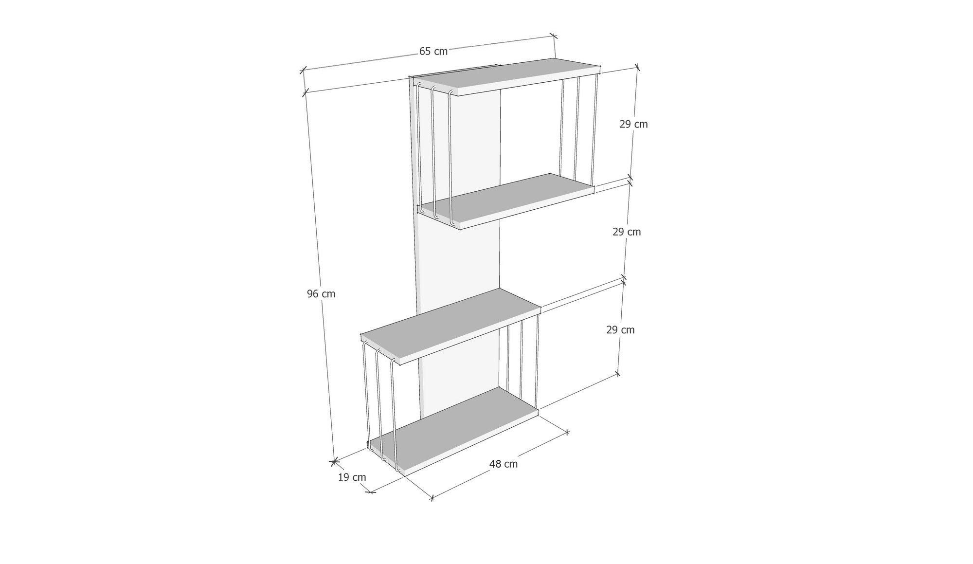 Partikelplatte Decor Melaminbeschichtete Wandregal Skye cm, 100% 96x65x19