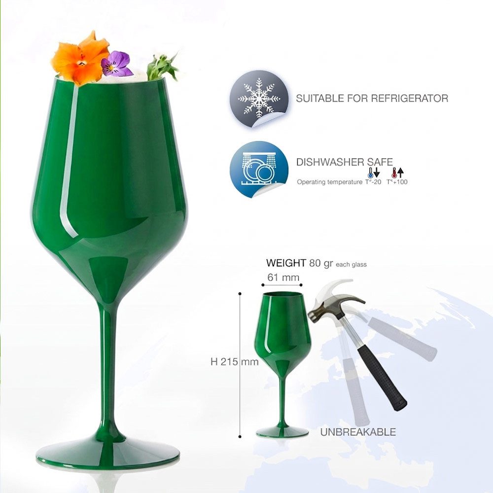 Doimoflair Weinglas DoimoFlair Weingläser aus Kunststoff bruchsicher Plastik, 2-tlg.