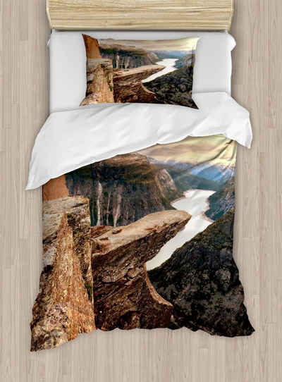 Bettwäsche »Top Qualität Weich und Warm 3 Teiligen Bettbezug mit 1 Kissenbezüge«, Abakuhaus, Berg River Canyon Norwegen