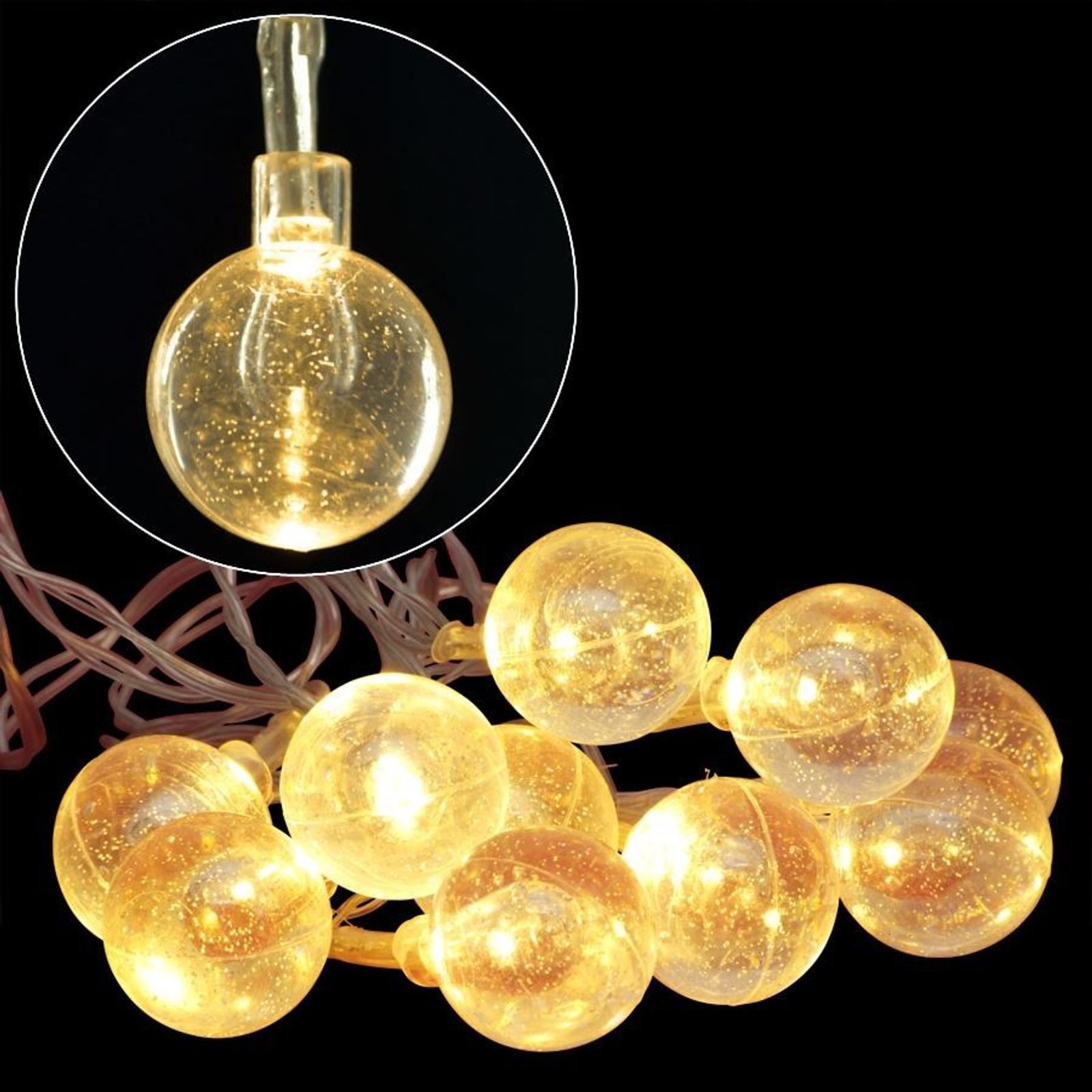 BURI Lichterkette LED Lichterkette mit Glitzerkugeln Weihnachtsbeleuchtung warmweiß, Kugel. € 4,99, (€ 4,99 pro 1 Stk).