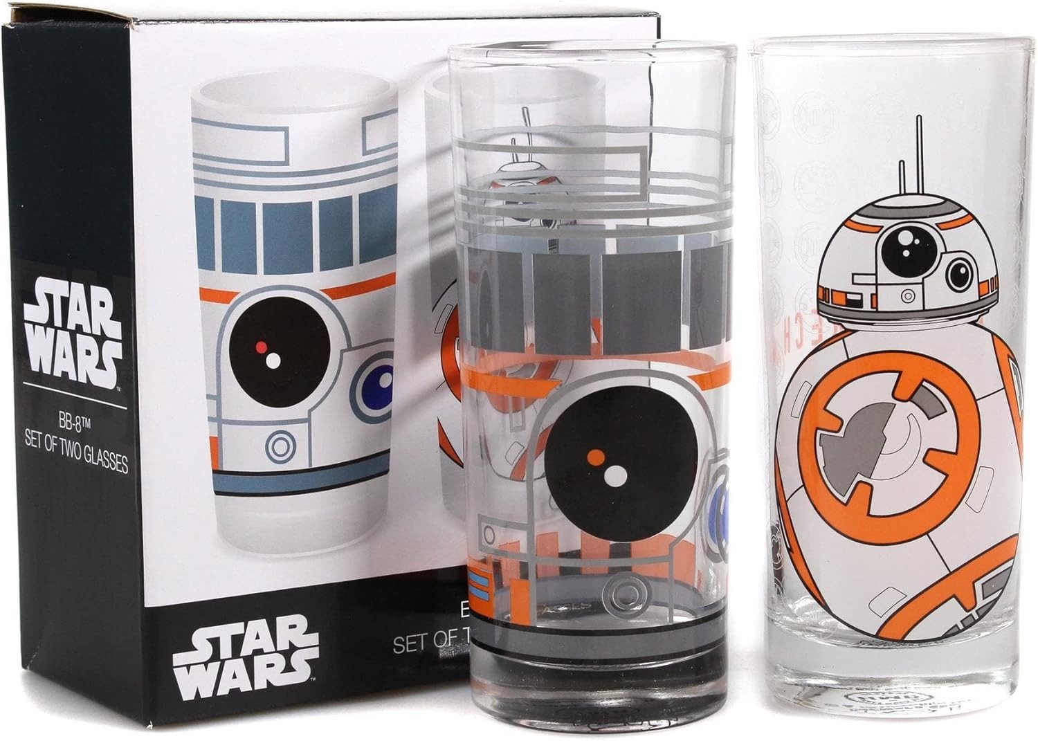 Half Moon Bay Gläser-Set Star Wars Trinkgläser 2er Set BB-8 – Glas Set mit Droiden Motiv, 1-tlg., Star Wars Trinkgläser 2er Set BB-8